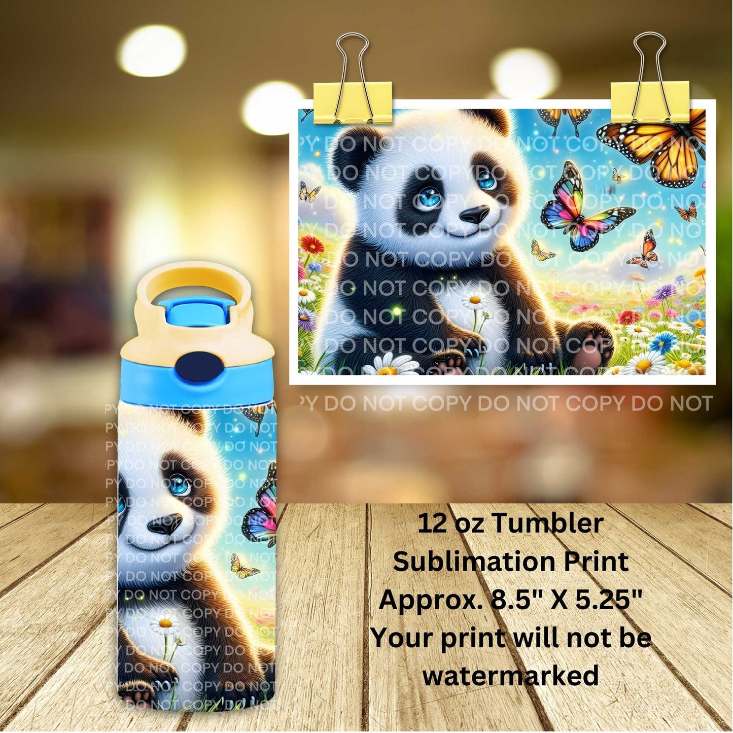 Panda 12oz Tumbler Sublimation Print | Kids