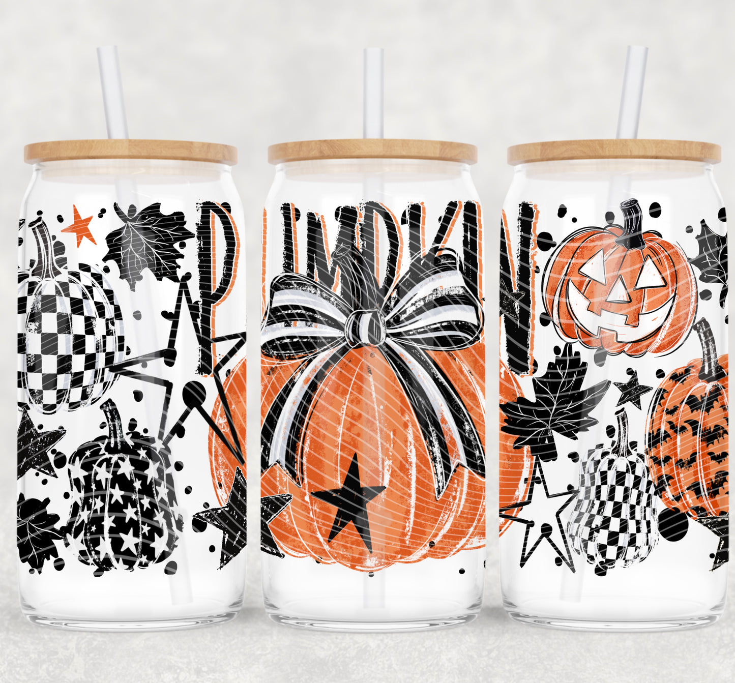 Dark Fall Pumpkins Double Sided Uv Dtf Wrap Halloween
