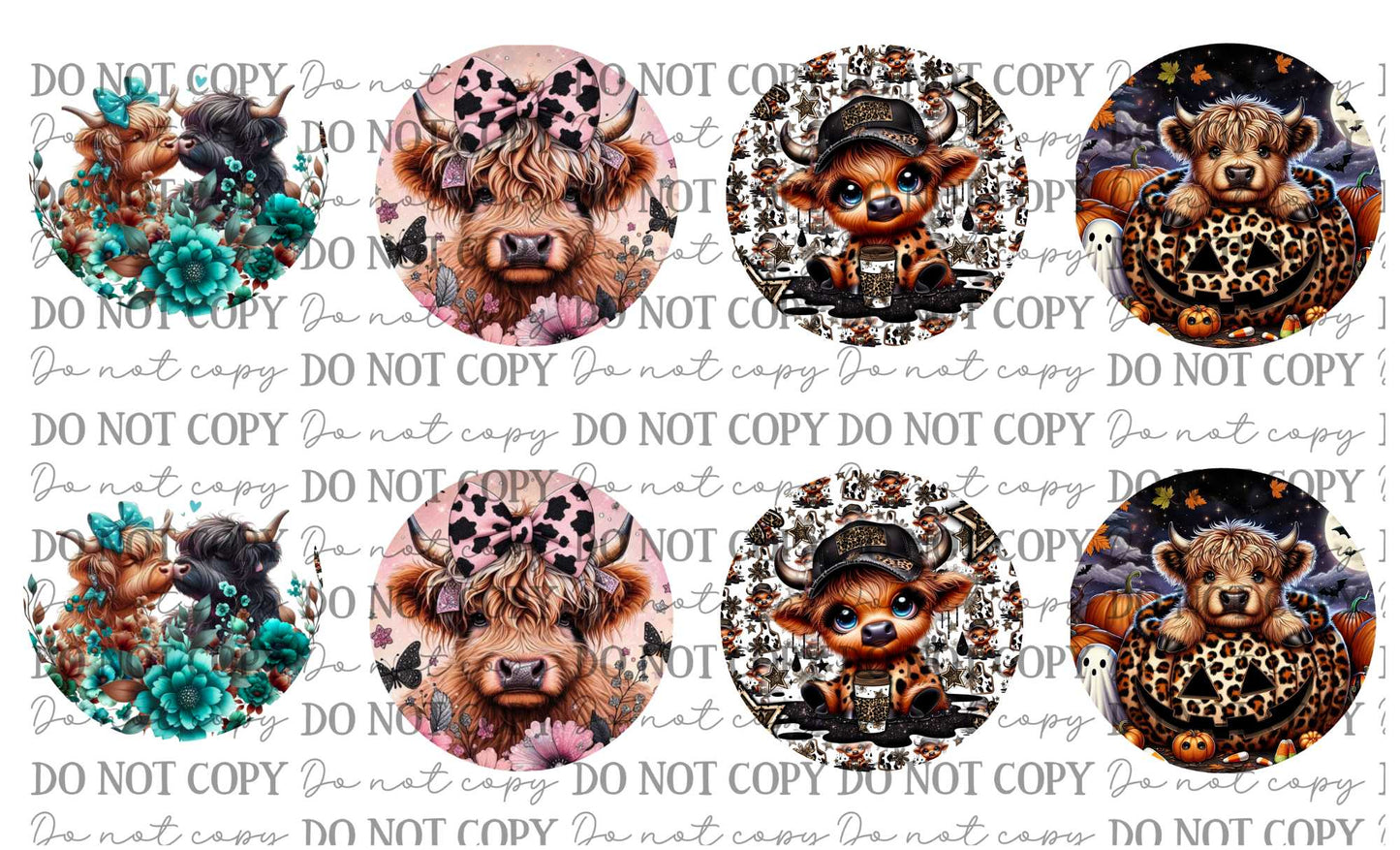 Highland Cows Car Coasters Sublimation Print