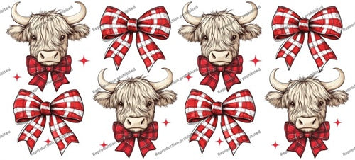 Christmas Cows & Bows Uv Dtf Wrap