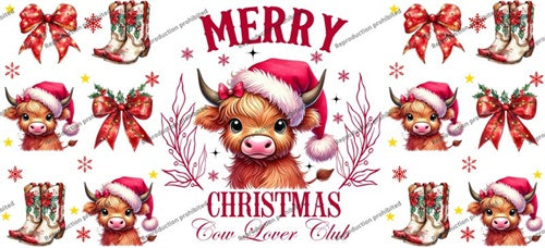 Christmas Cow Lover Club Uv Dtf Wrap