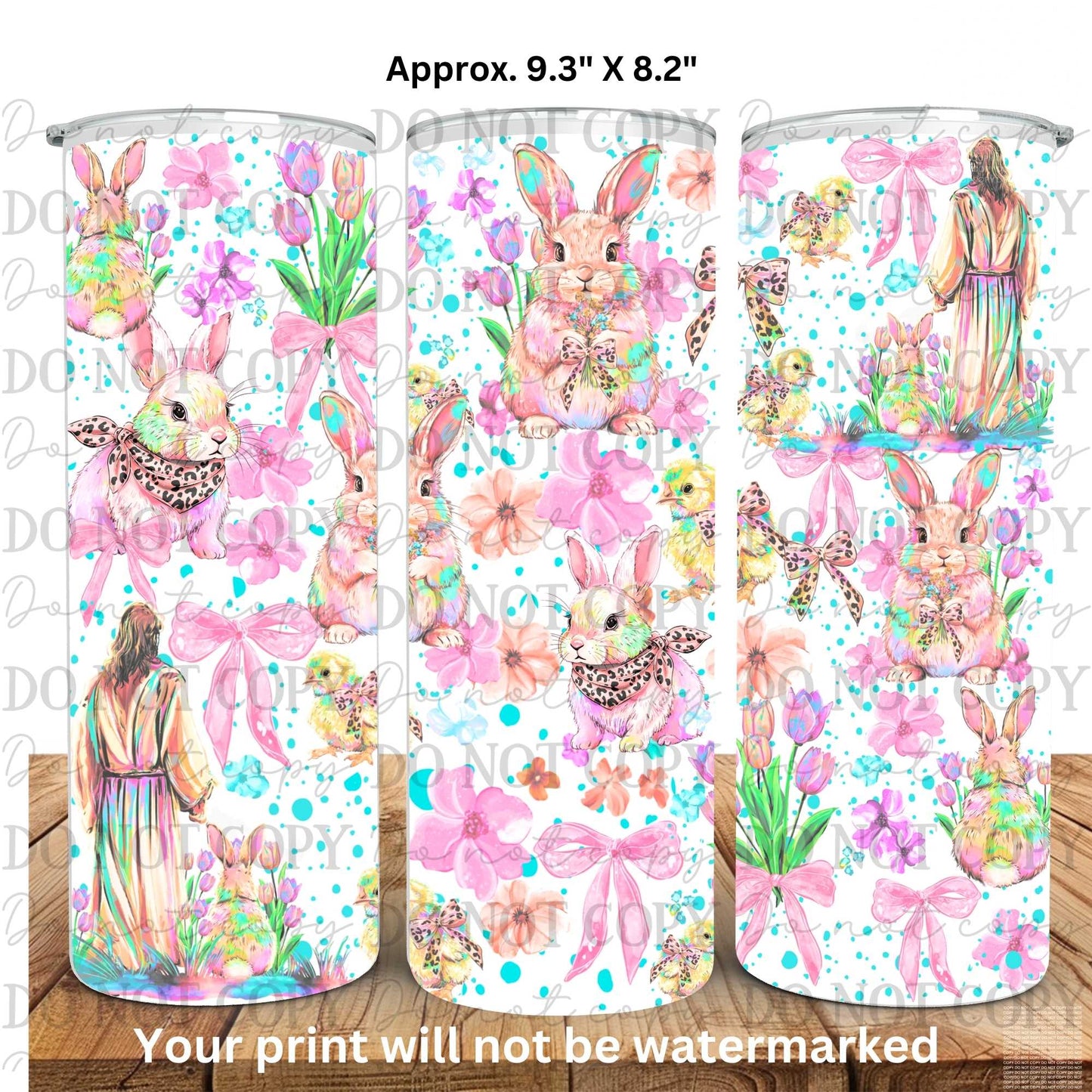 Jesus & Bunnies Easter Faith Based Design 20oz Skinny Tumbler Sublimation Print