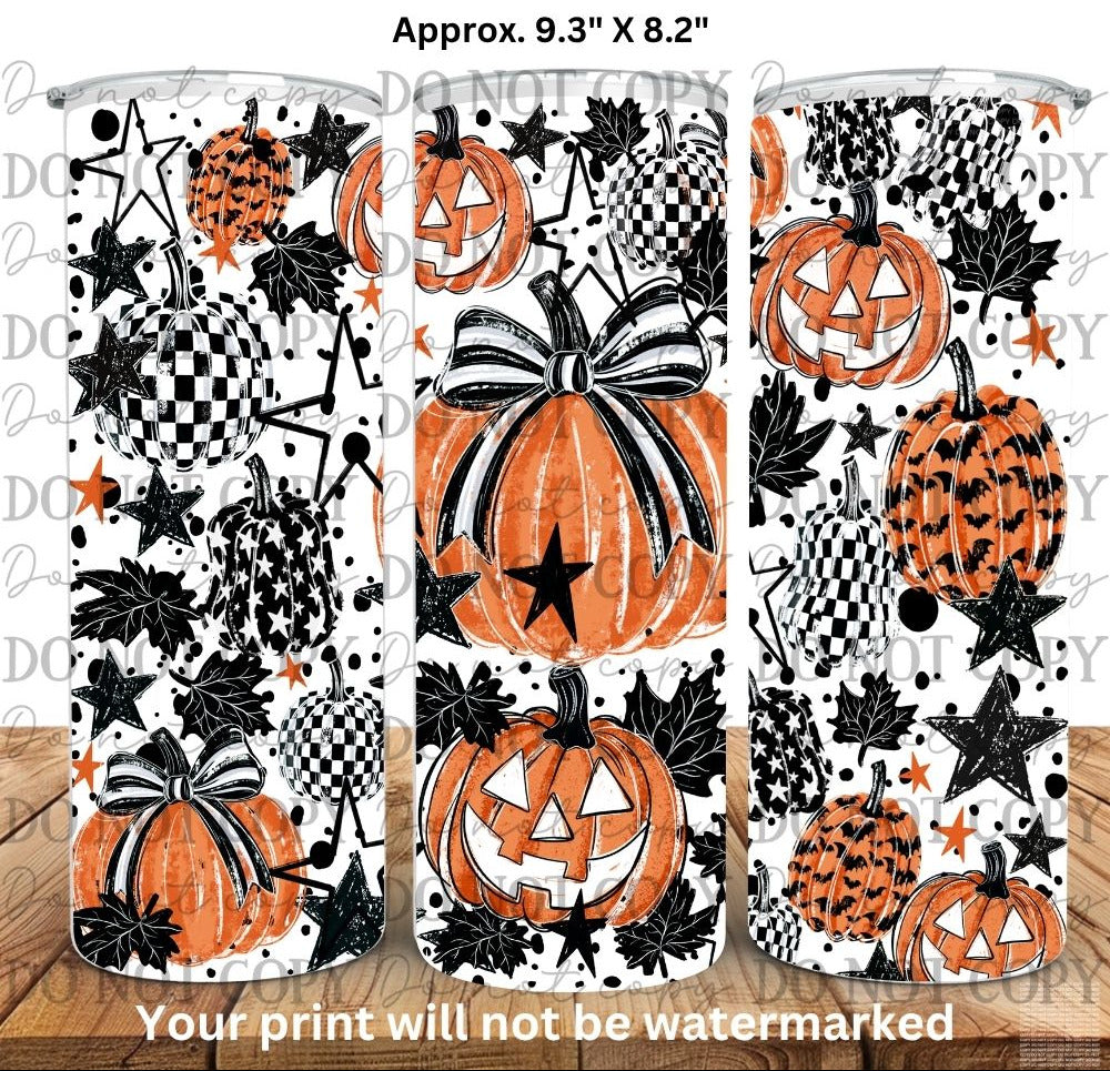 Pumpkins 20oz Skinny Tumbler Sublimation Print Halloween Fall