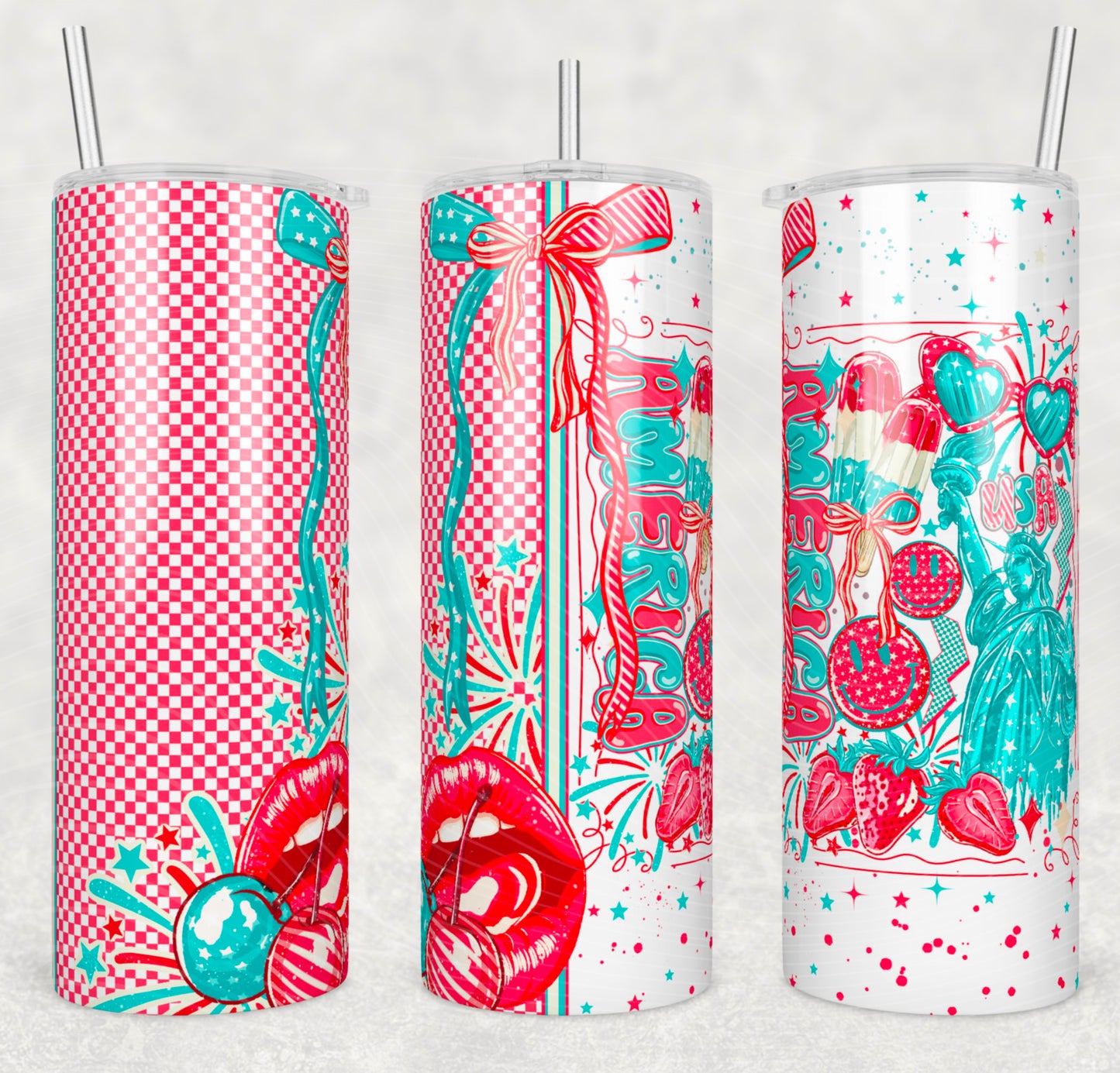 America USA 20oz Skinny Tumbler Sublimation Print