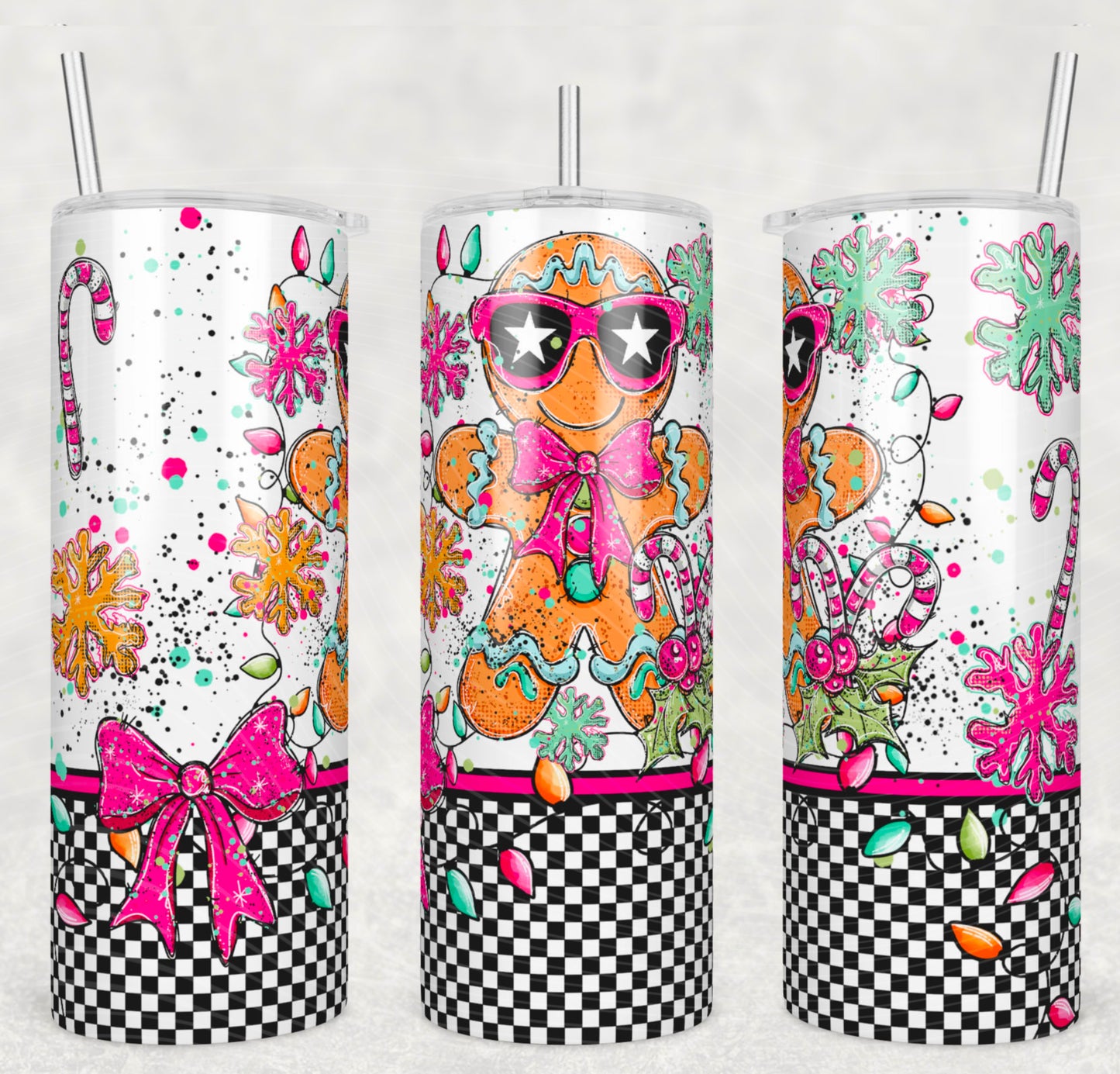 Gingerbread Man Doodle 20oz Skinny Tumbler Sublimation Print