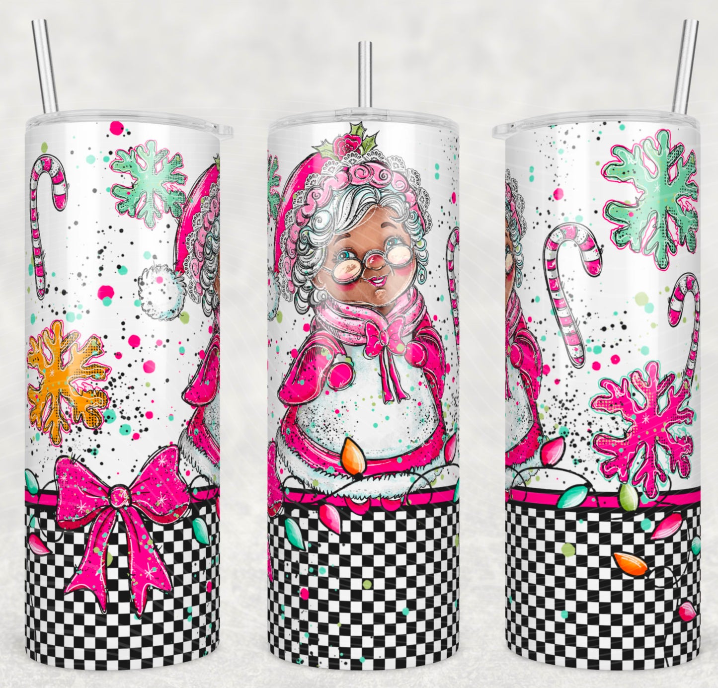 Brown Mrs Claus 20oz Skinny Tumbler Sublimation Print
