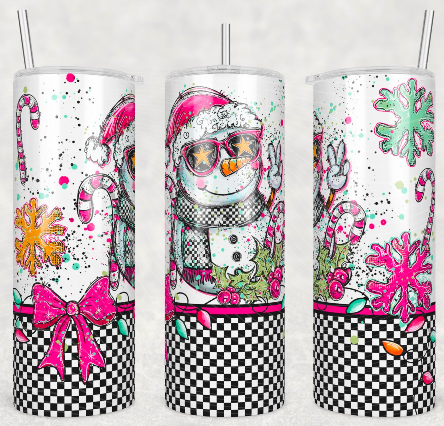 Snowman Doodle 20oz Skinny Tumbler Sublimation Print