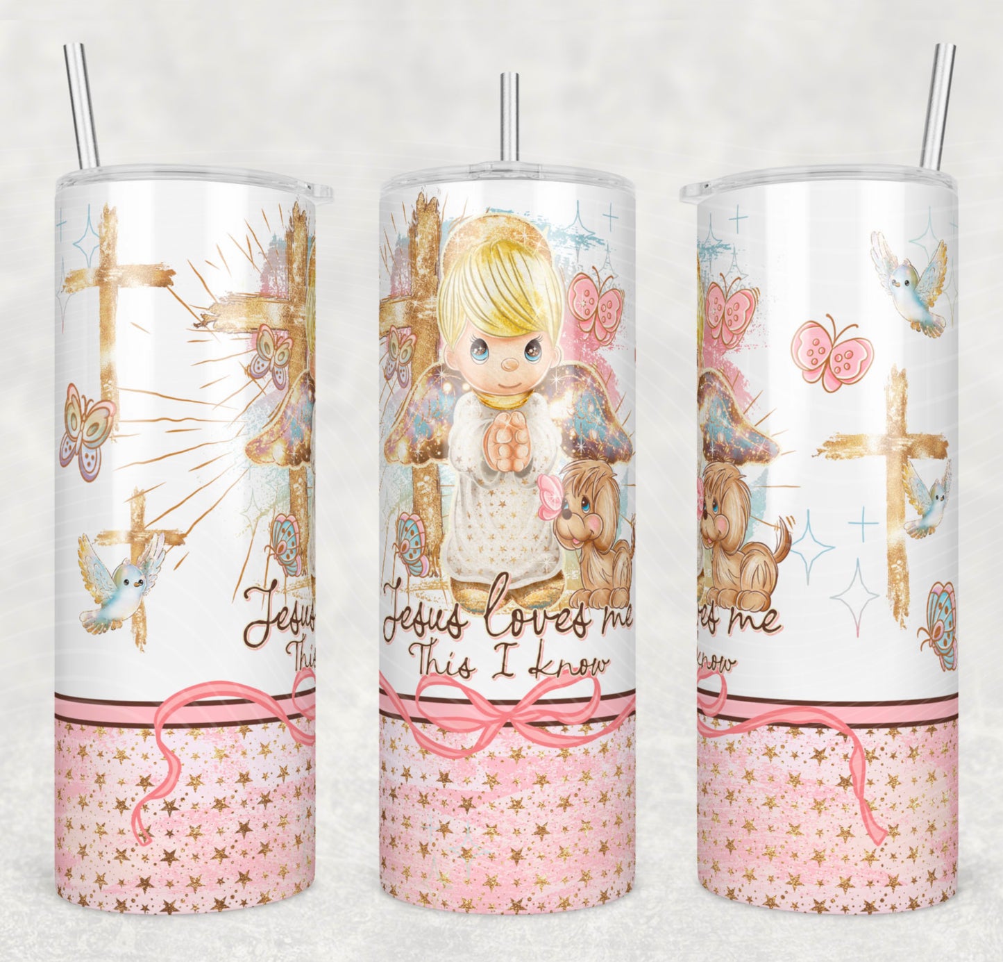 Jesus Loves Me 20oz Skinny Tumbler Sublimation Print