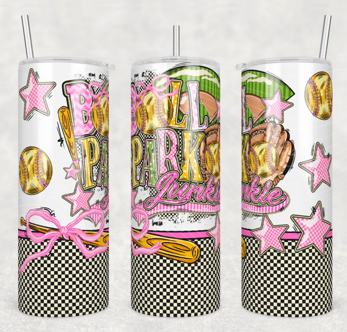 Ballpark Junkie (Softball) 20oz Skinny Tumbler Sublimation Print