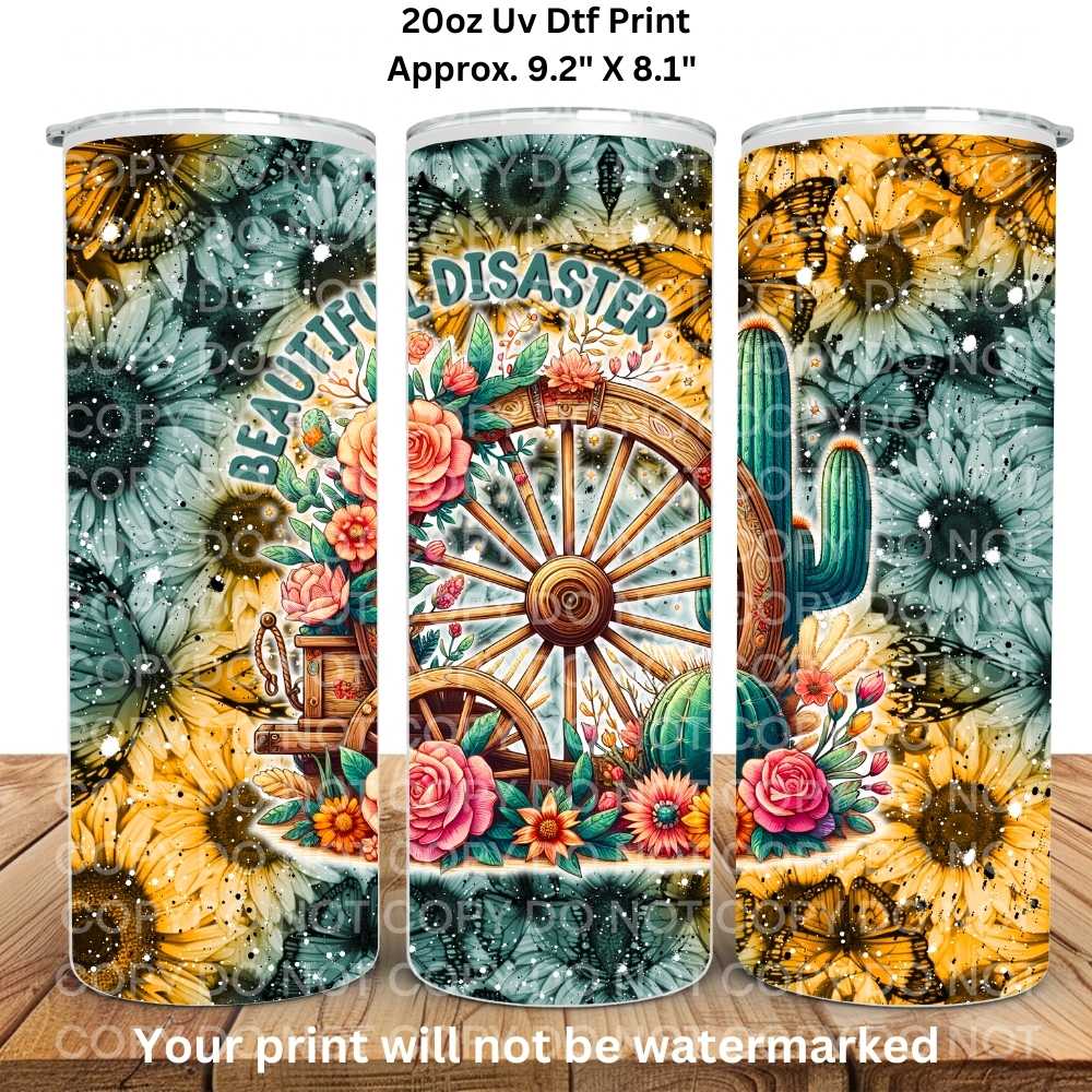 Beautiful Disaster 20oz Skinny Tumbler Sublimation Print