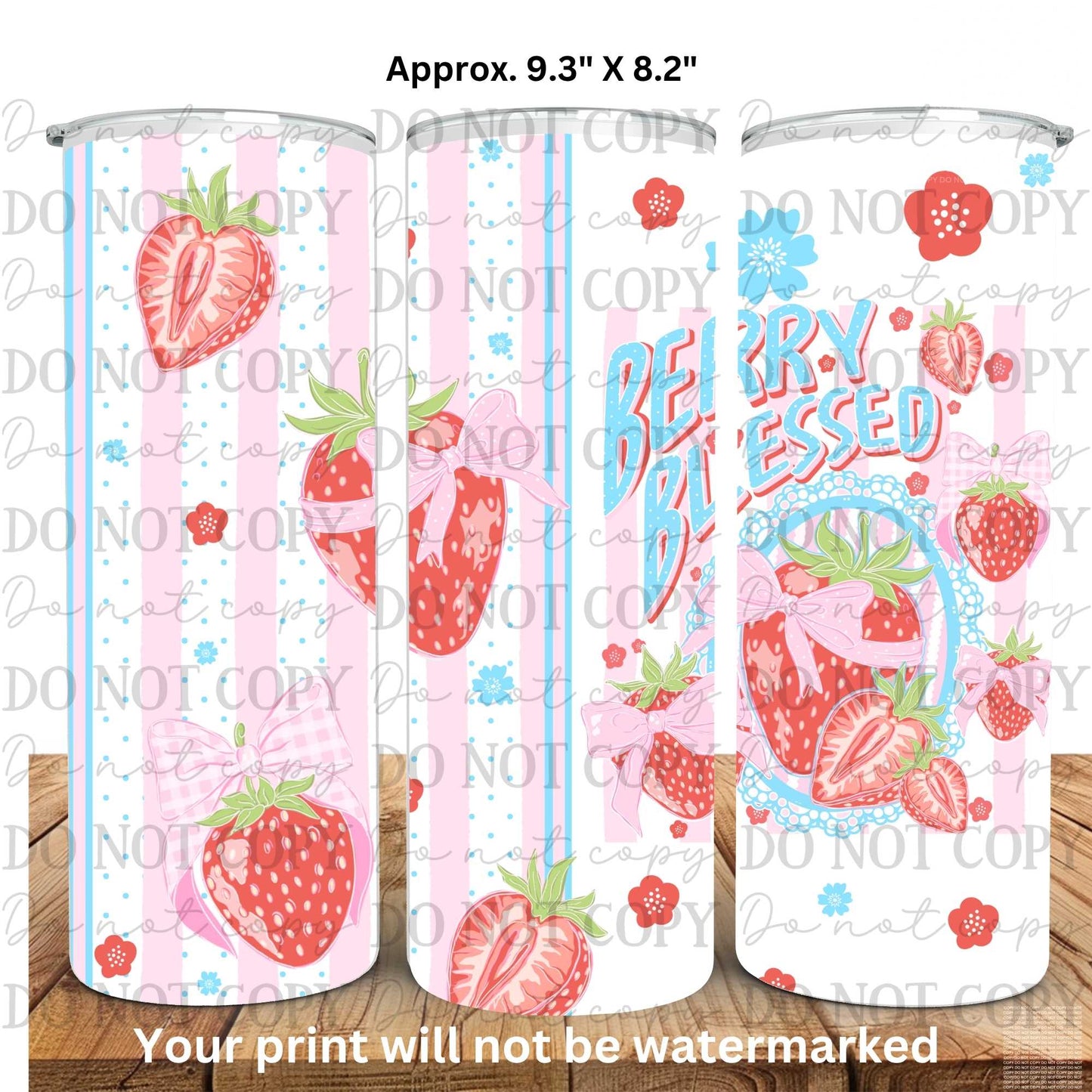 Berry Blessed 20oz Skinny Tumbler Sublimation Print