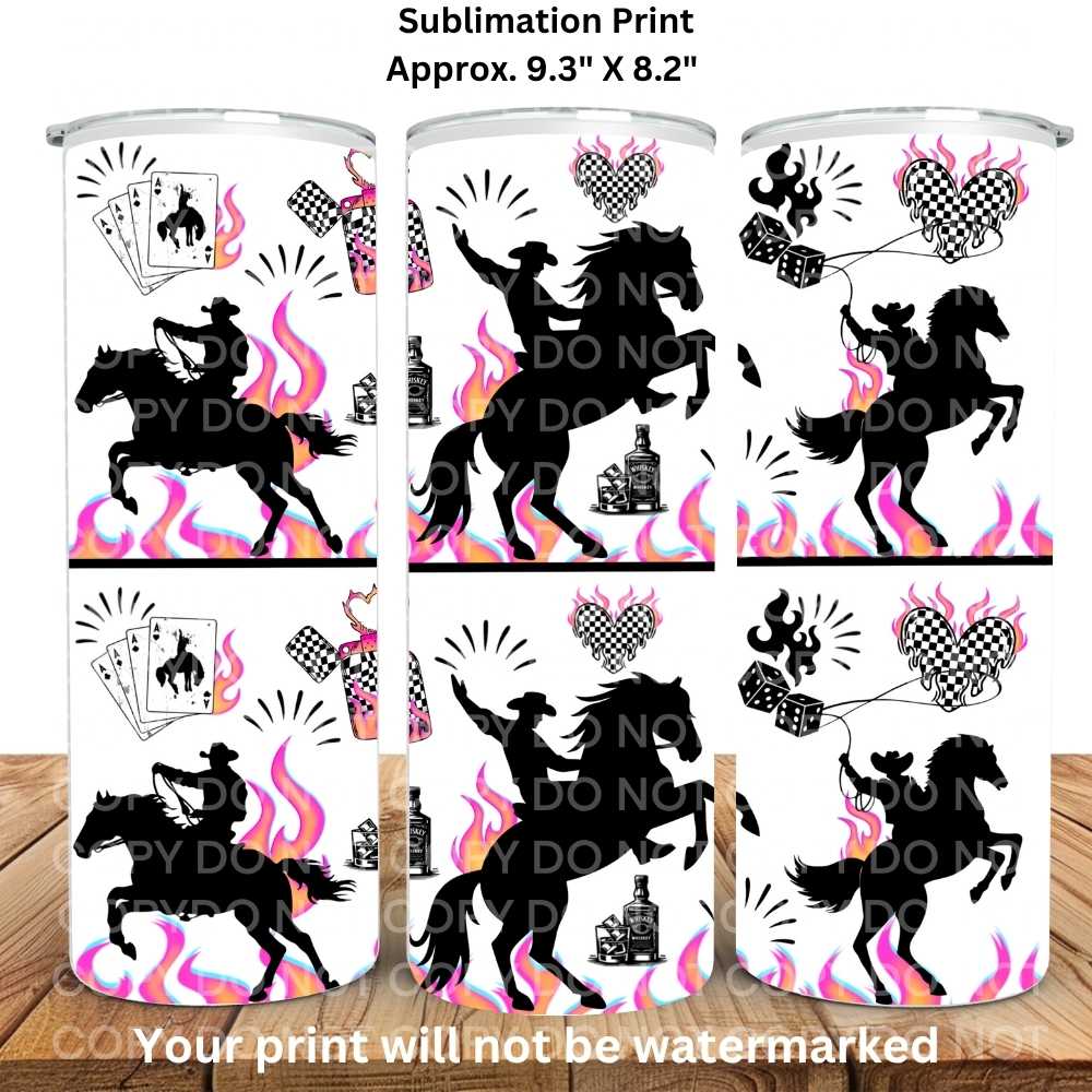 Bucking Bronc 20oz Skinny Tumbler Sublimation Print
