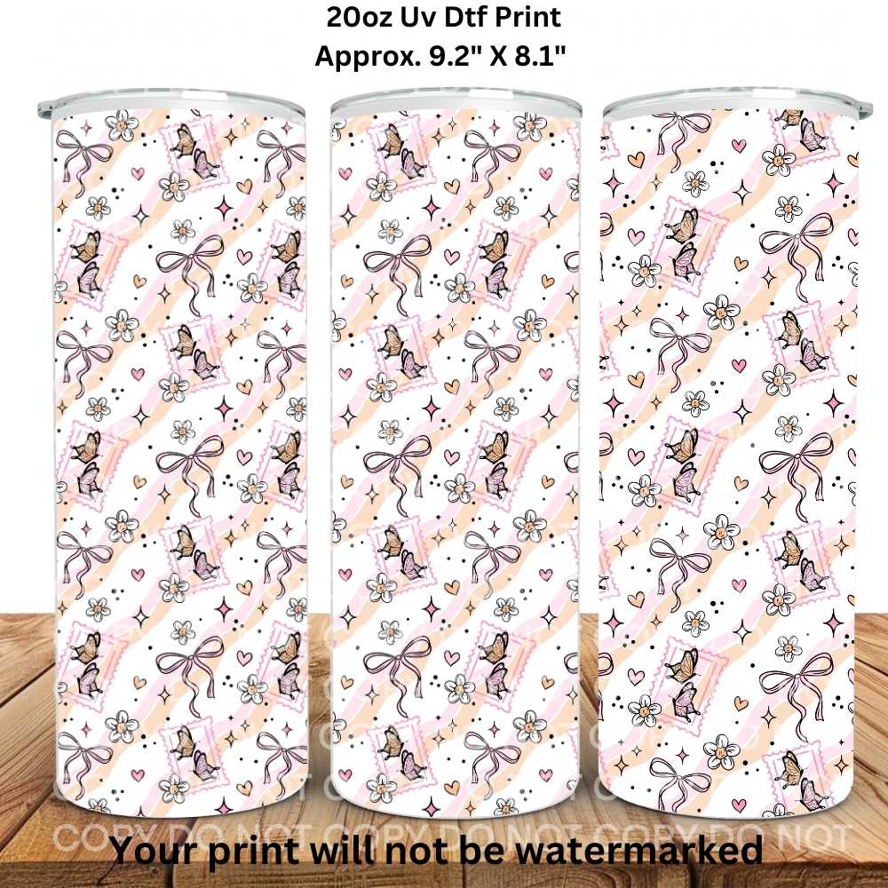 Butterfly Stamps 20oz Skinny Tumbler Sublimation Print