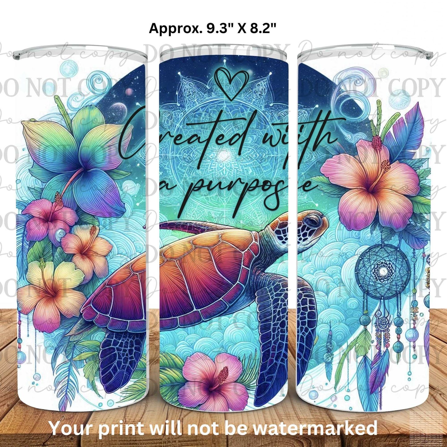 Created With Purpose Sea Turtle 20oz Skinny Tumbler Sublimation Print