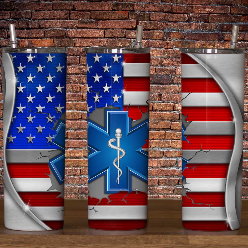 EMS Flag Skinny Tumbler Sublimation Print