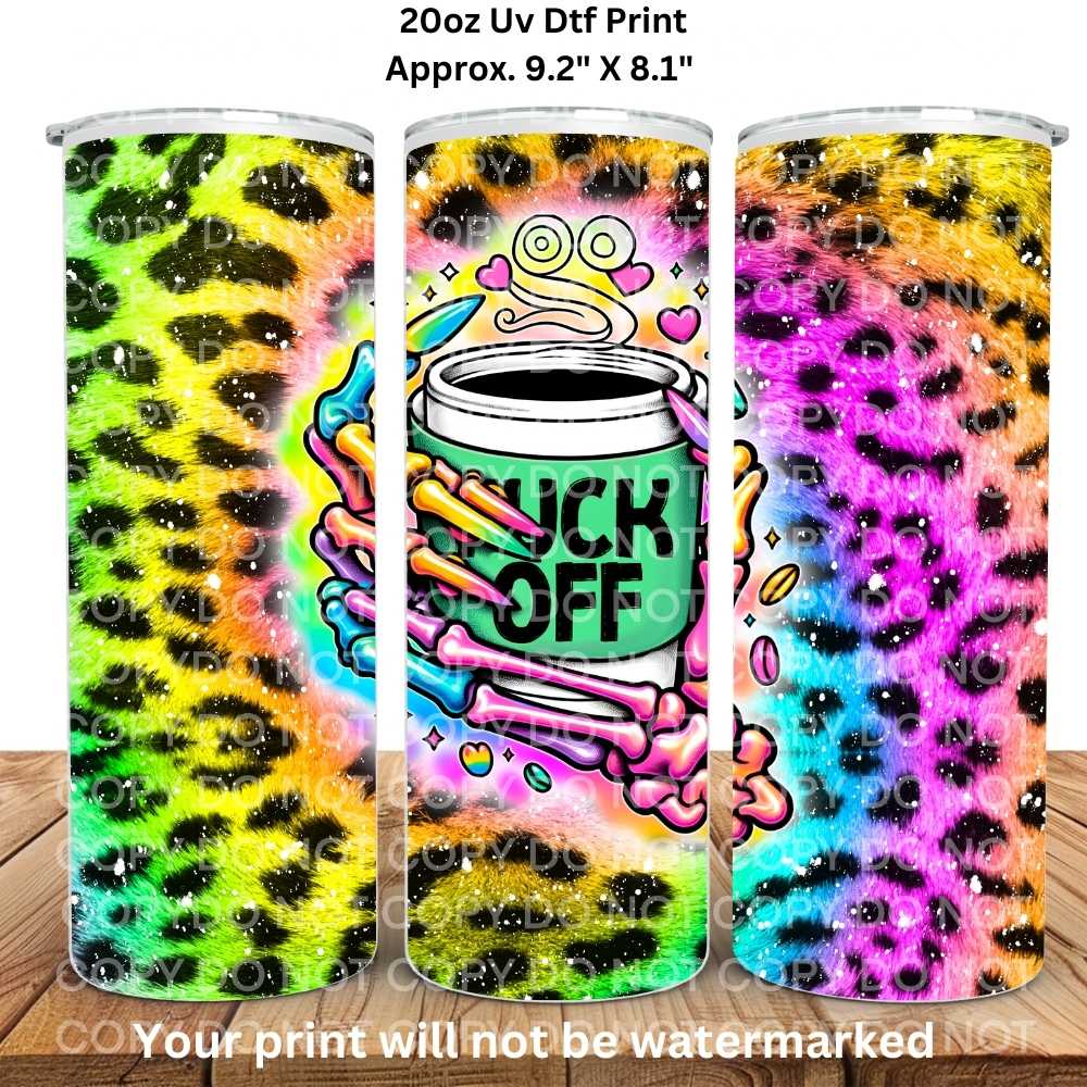 Fuck Off Leopard Print 20oz Skinny Tumbler Sublimation Print