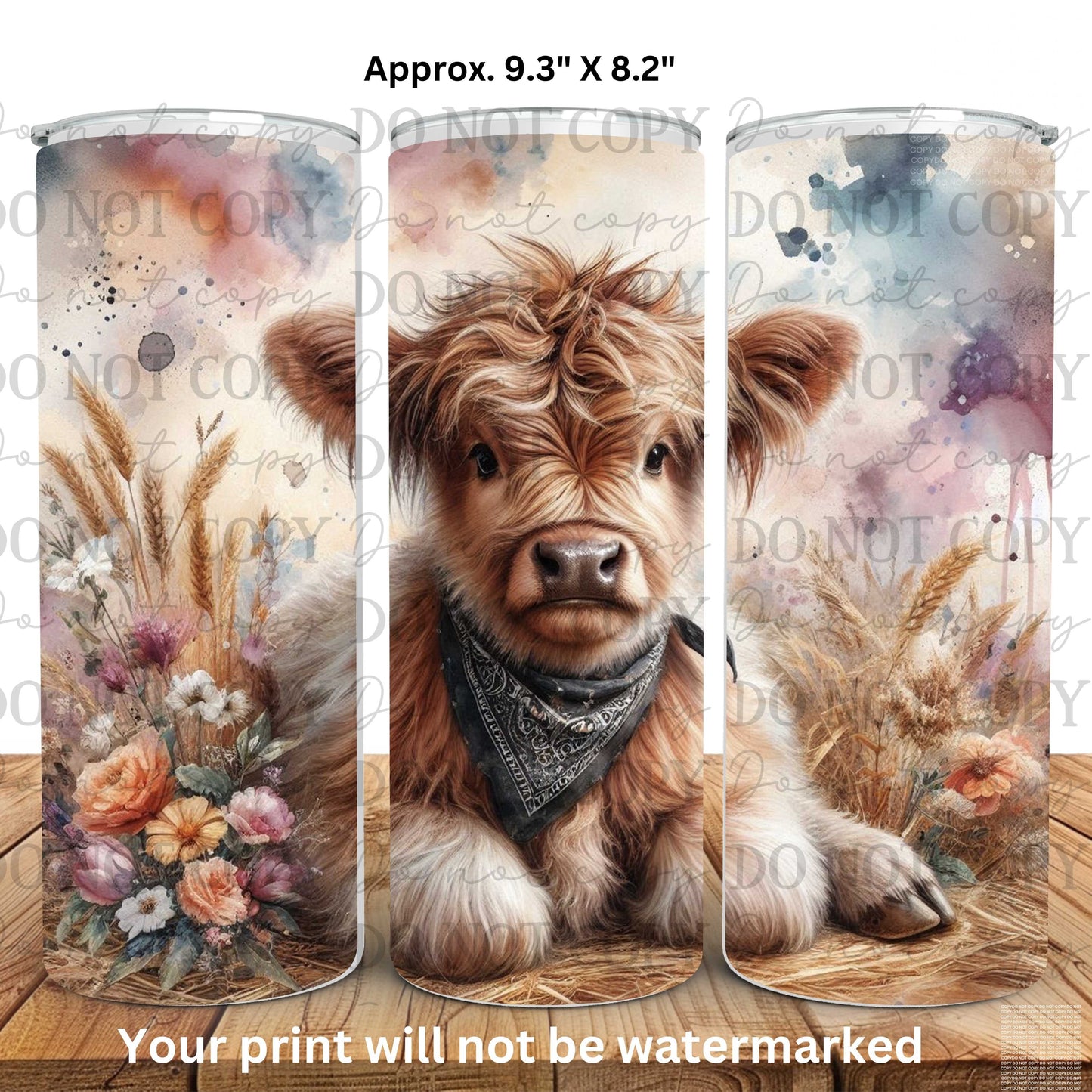 Highland Cow 20oz Skinny Tumbler Sublimation Print