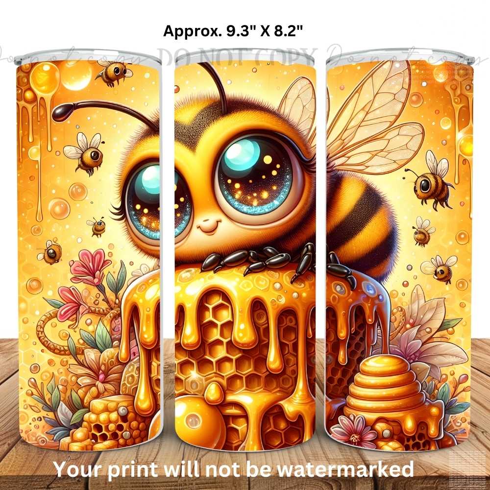 Honeycomb Bee 20oz Skinny Tumbler Sublimation Print