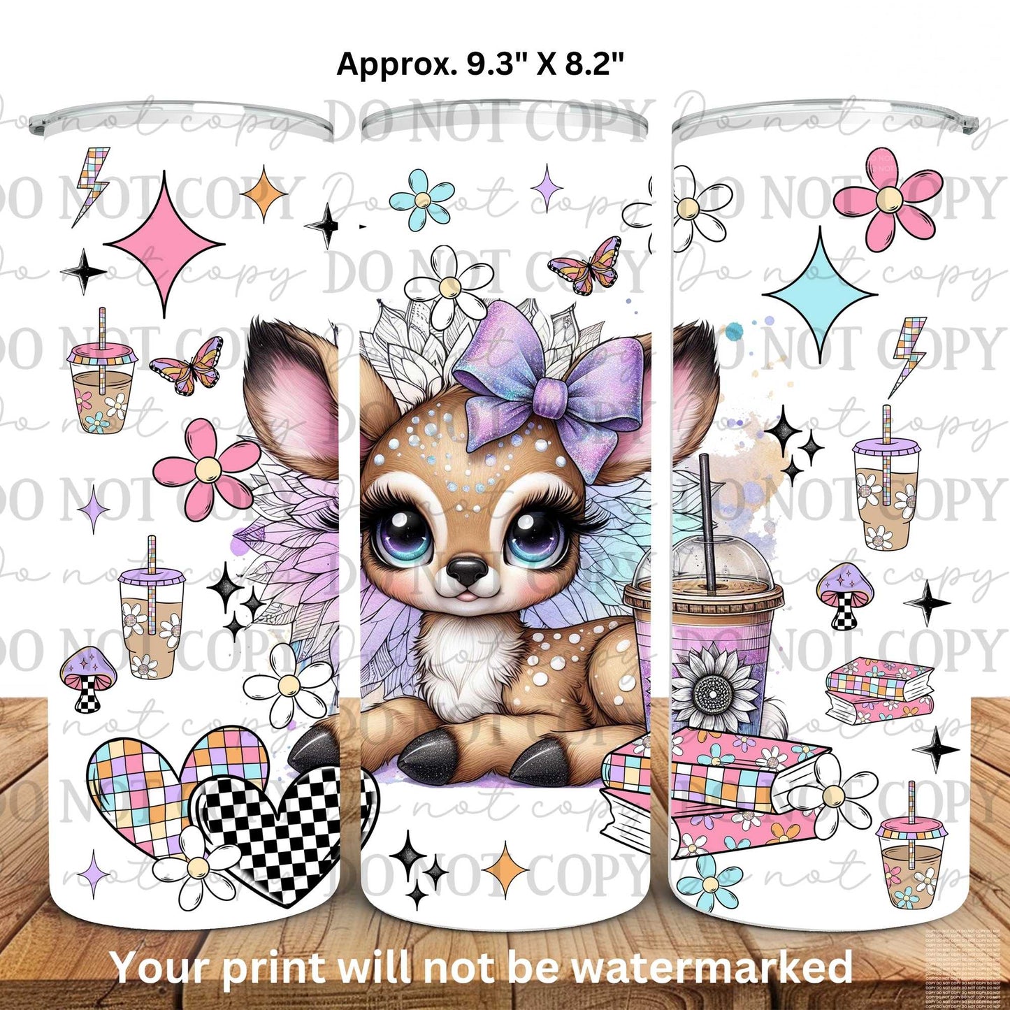 Iced Coffee Baby Deer 20oz Skinny Tumbler Sublimation Print