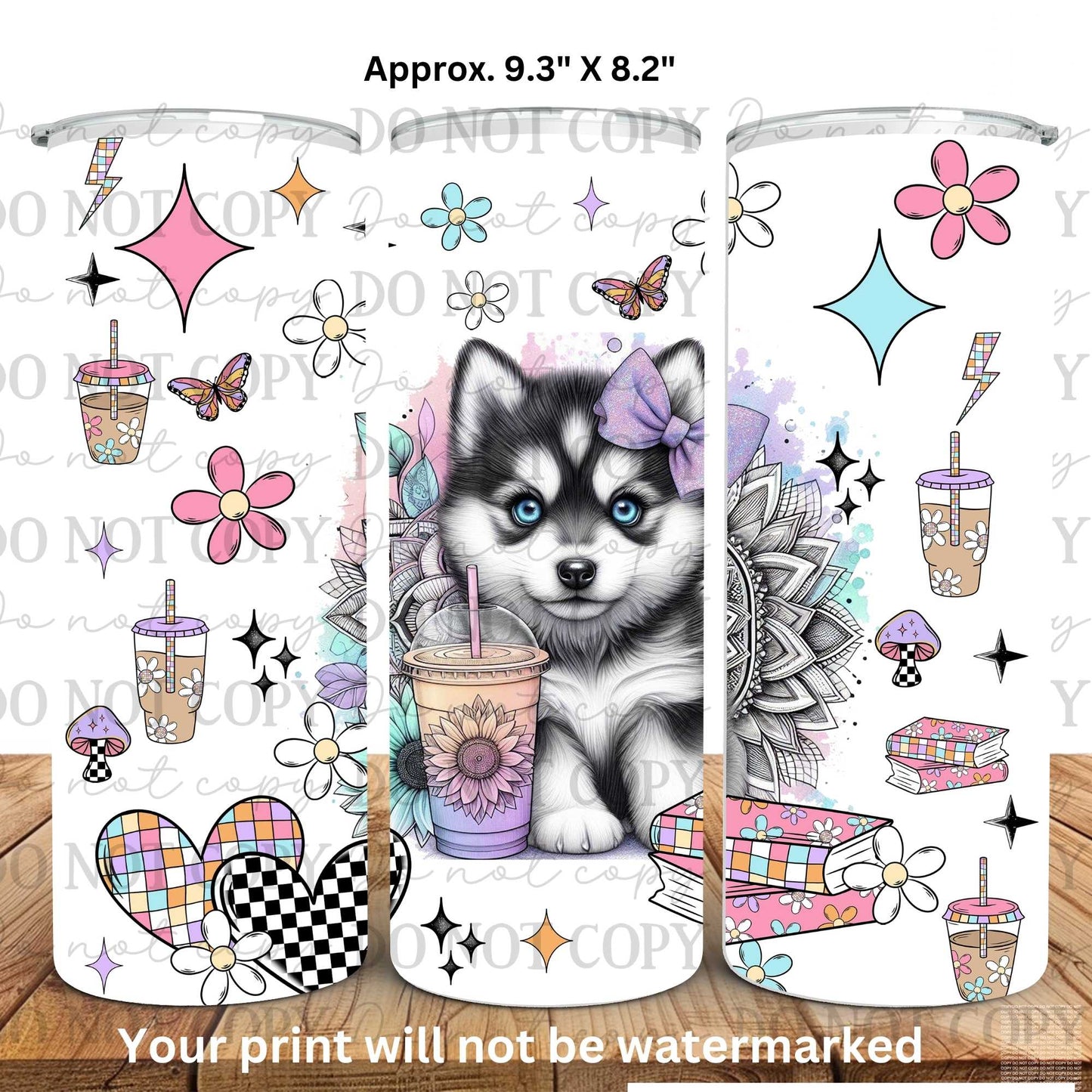 Iced Coffee Baby Wolf 20oz Skinny Tumbler Sublimation Print