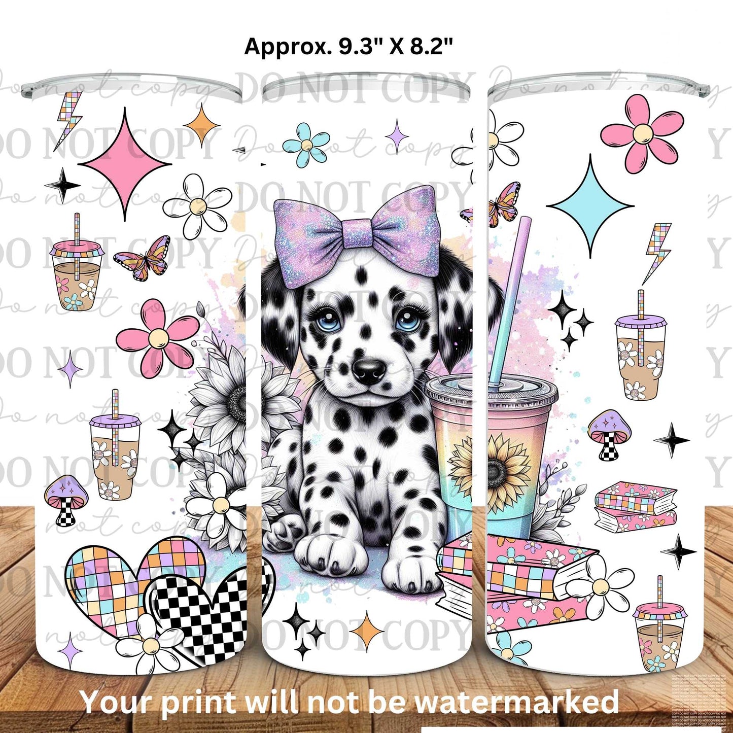 Iced Coffee Dalmation Puppy 20oz Skinny Tumbler Sublimation Print