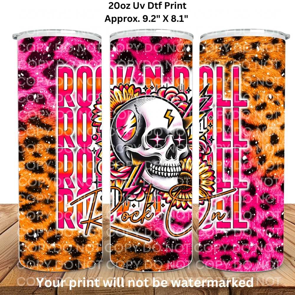 Rock N Roll 20oz Skinny Tumbler Sublimation Print