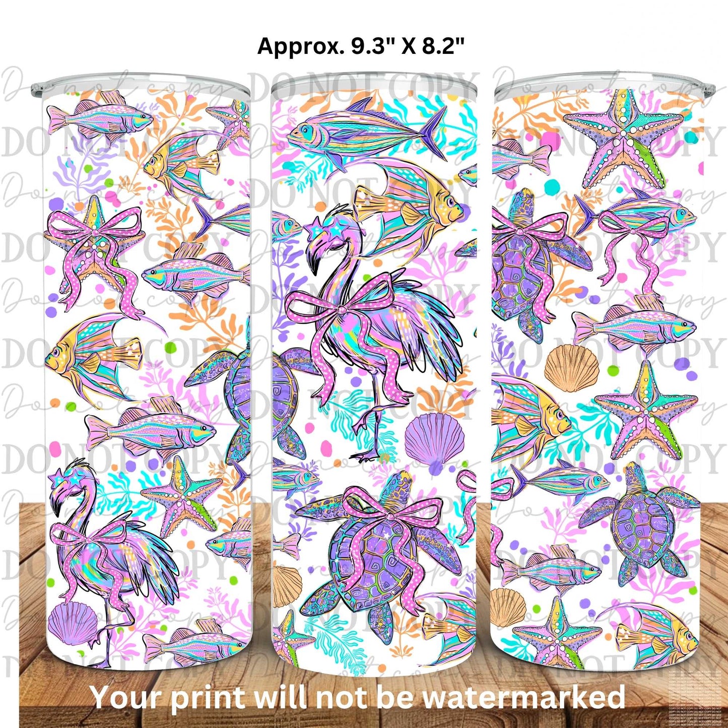 Sea Animals 20oz Skinny Tumbler Sublimation Print