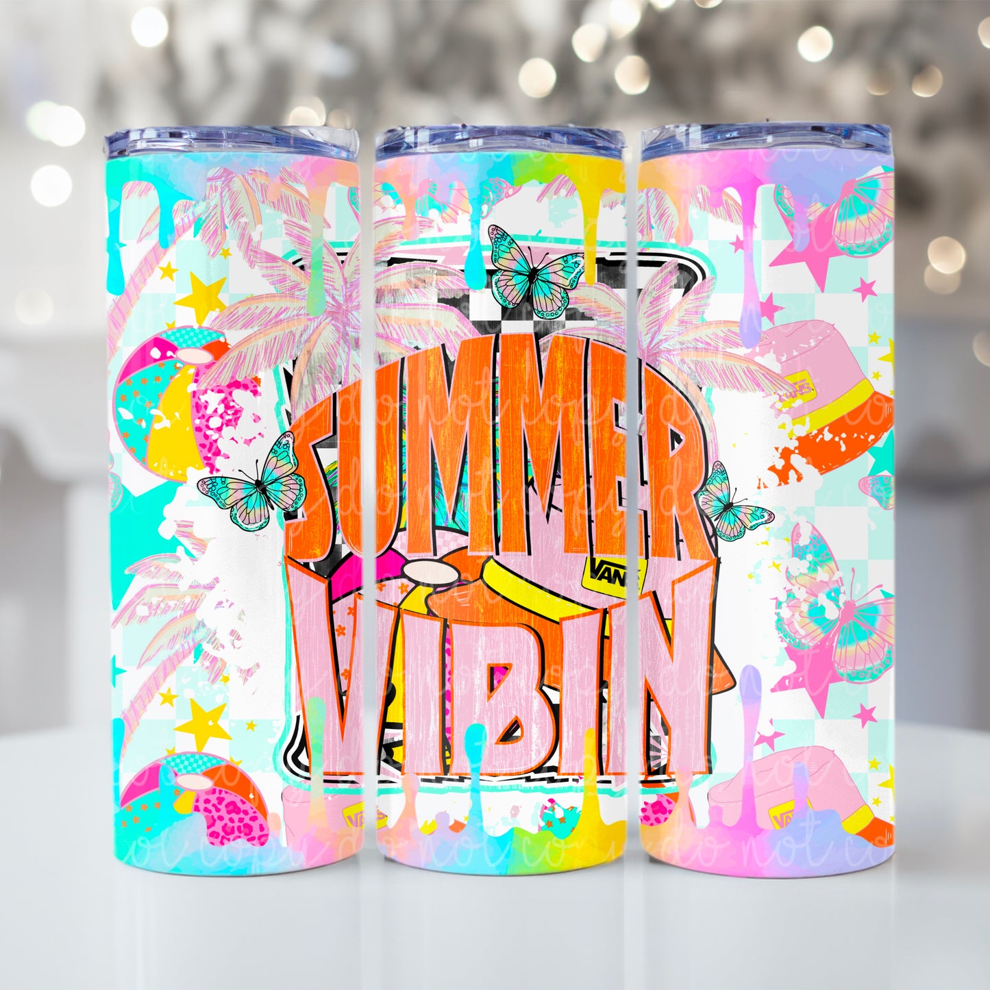 Summer Vibin 20oz Skinny Tumbler Sublimation Print
