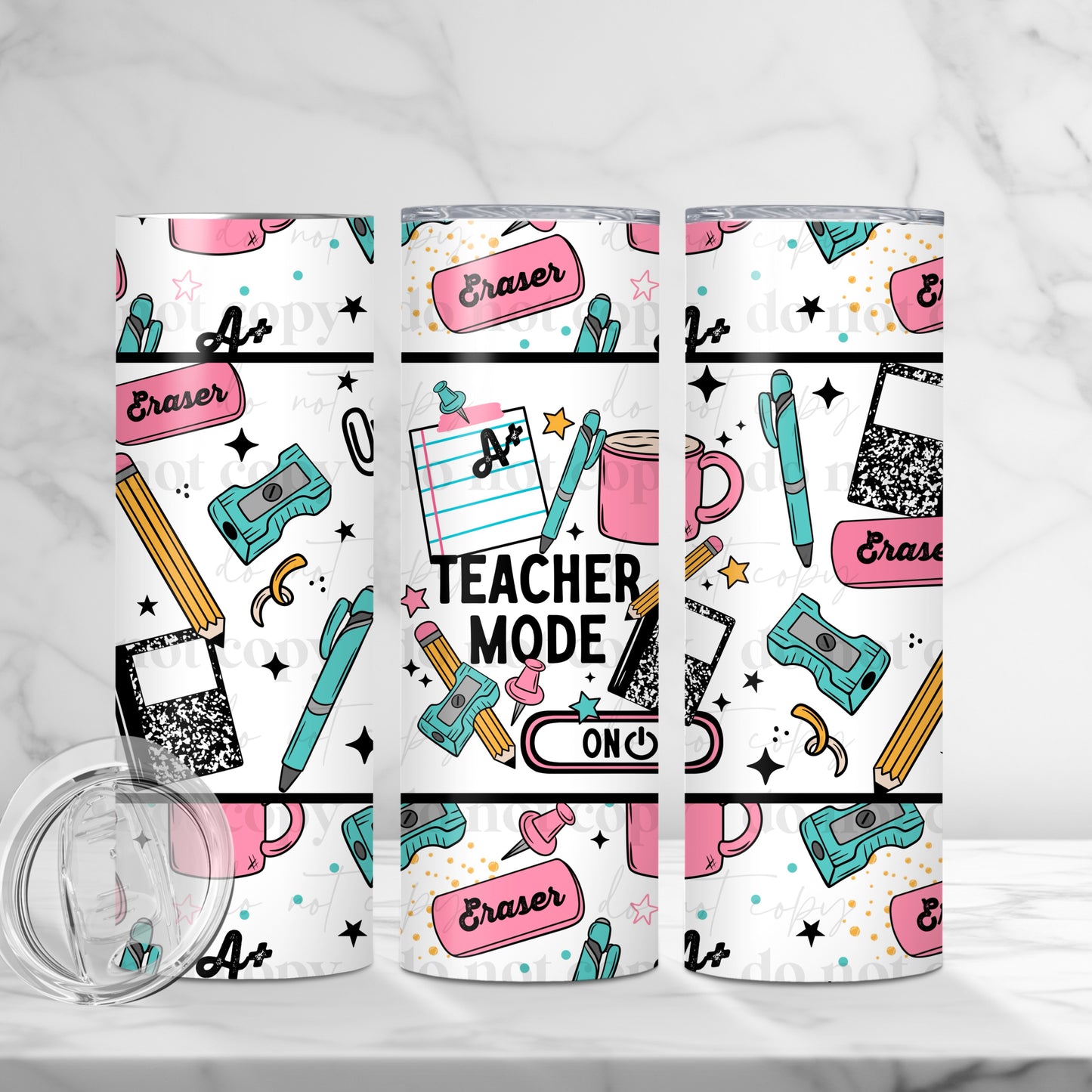 Teacher Mode On 20oz Skinny Tumbler Sublimation Print