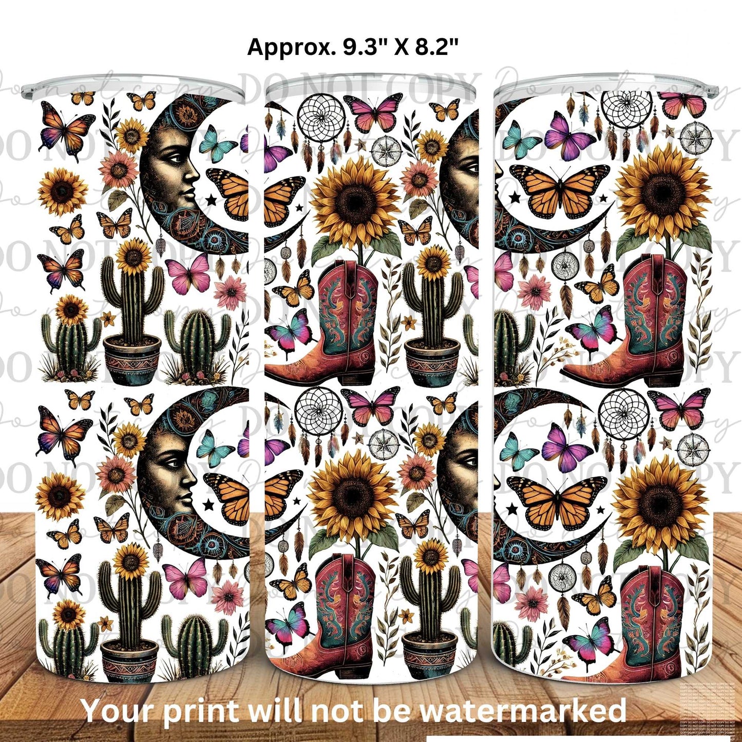 Western Moon 20oz Skinny Tumbler Sublimation Print