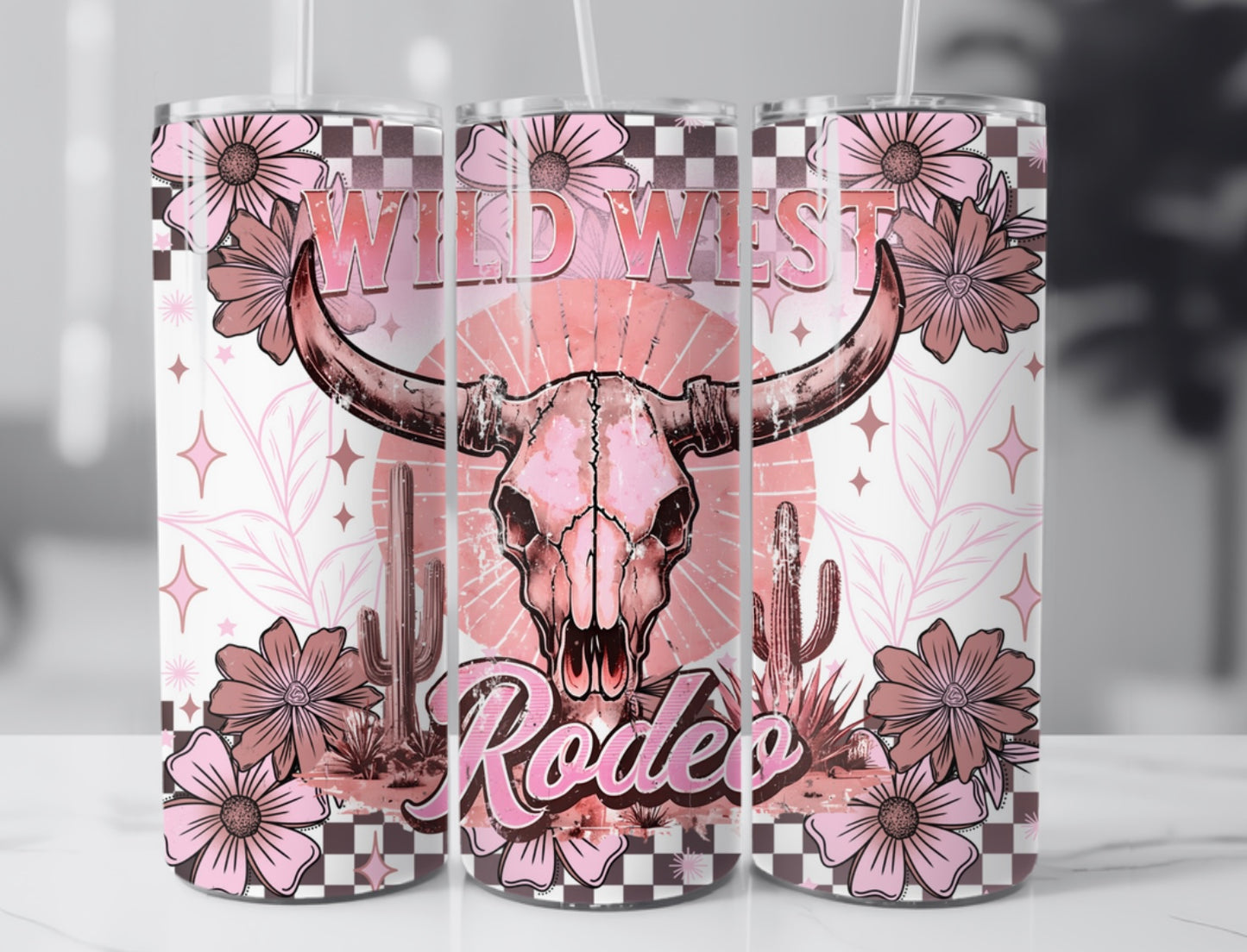 Wild West Rodeo 20oz Skinny Tumbler Sublimation Print