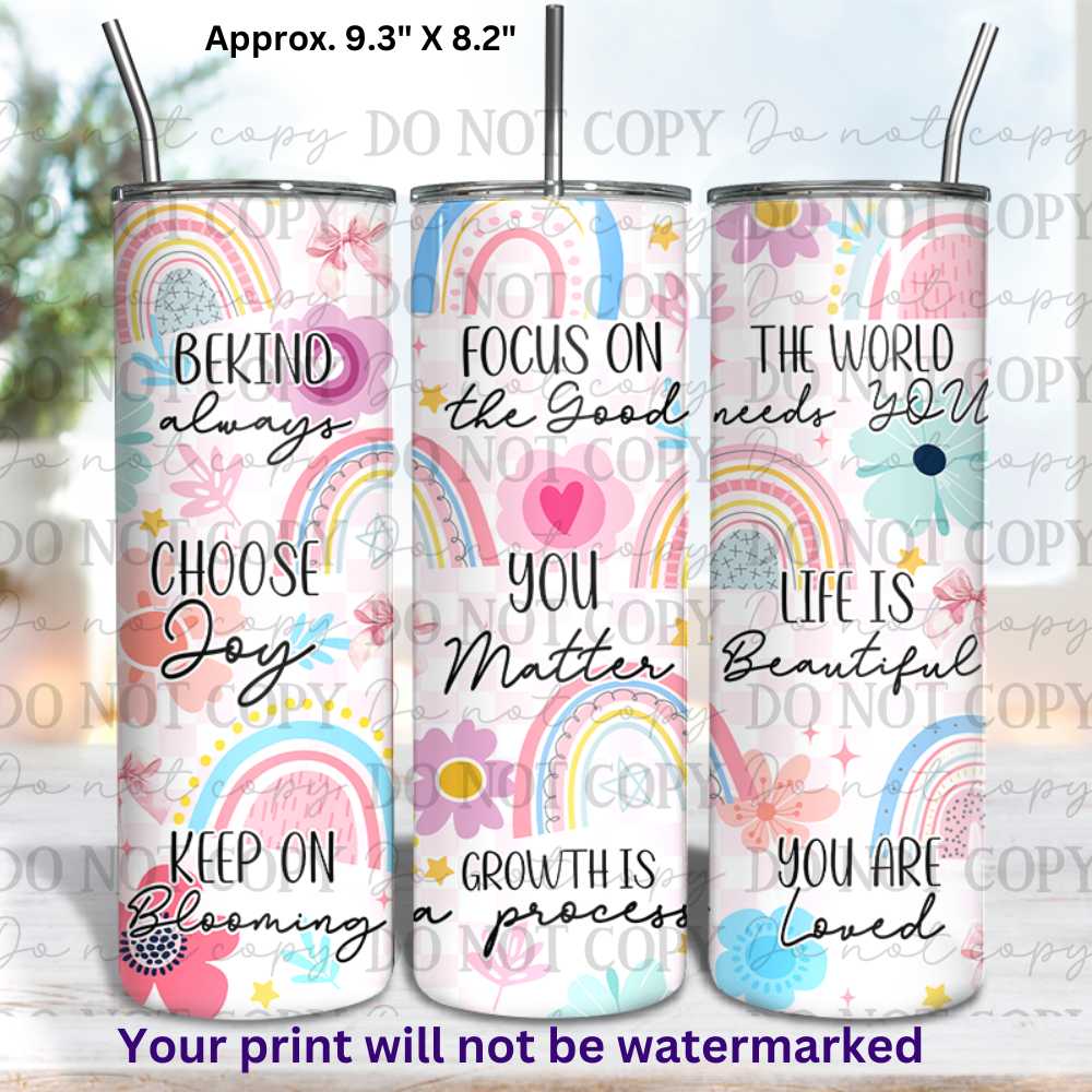 Positivity 20oz Skinny Tumbler Sublimation Print