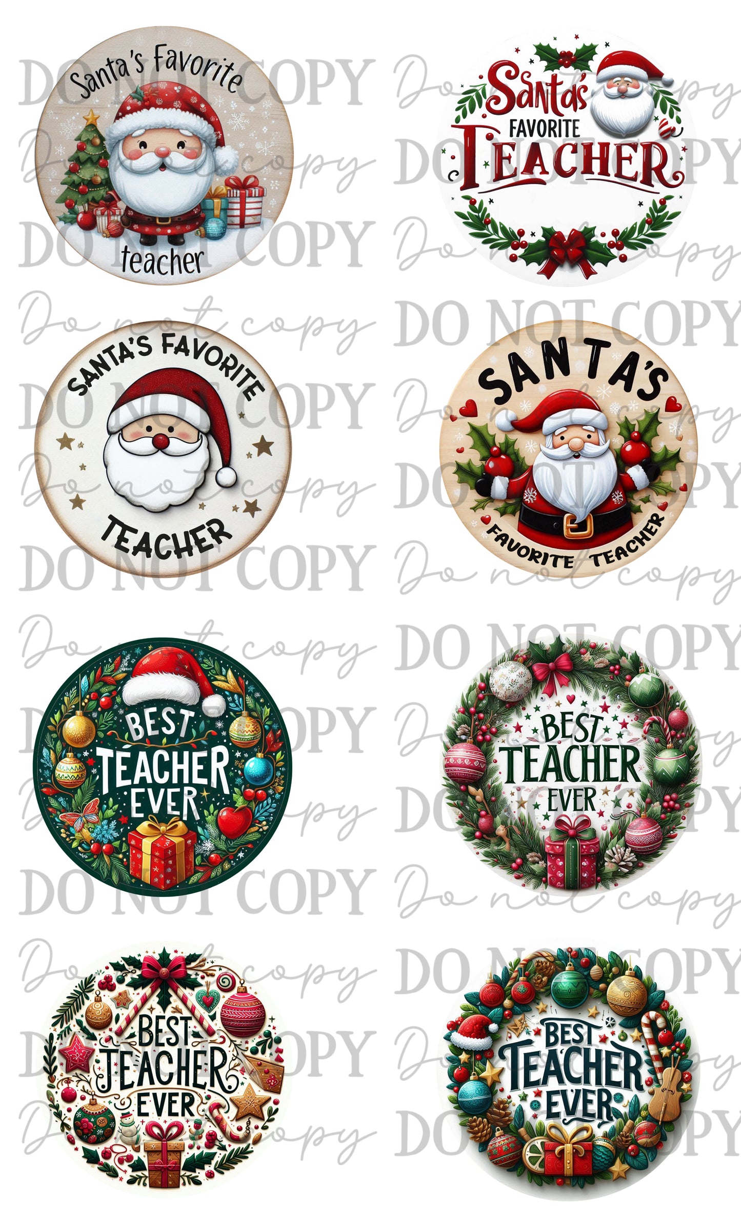 Christmas Santa Teacher Car Coasters Sublimation Print