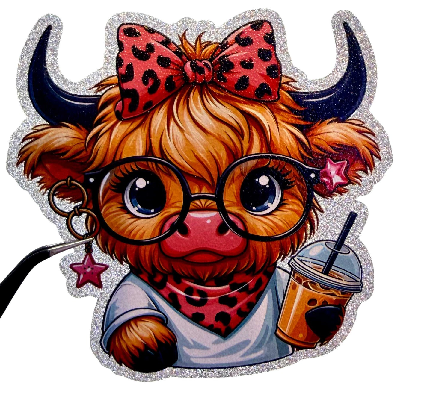 UV DTF Glitter Stickers | 3.5"–4" Textured Finish on Sparkly Silver Background – Waterproof Durable Decals for Tumblers, Laptops & More