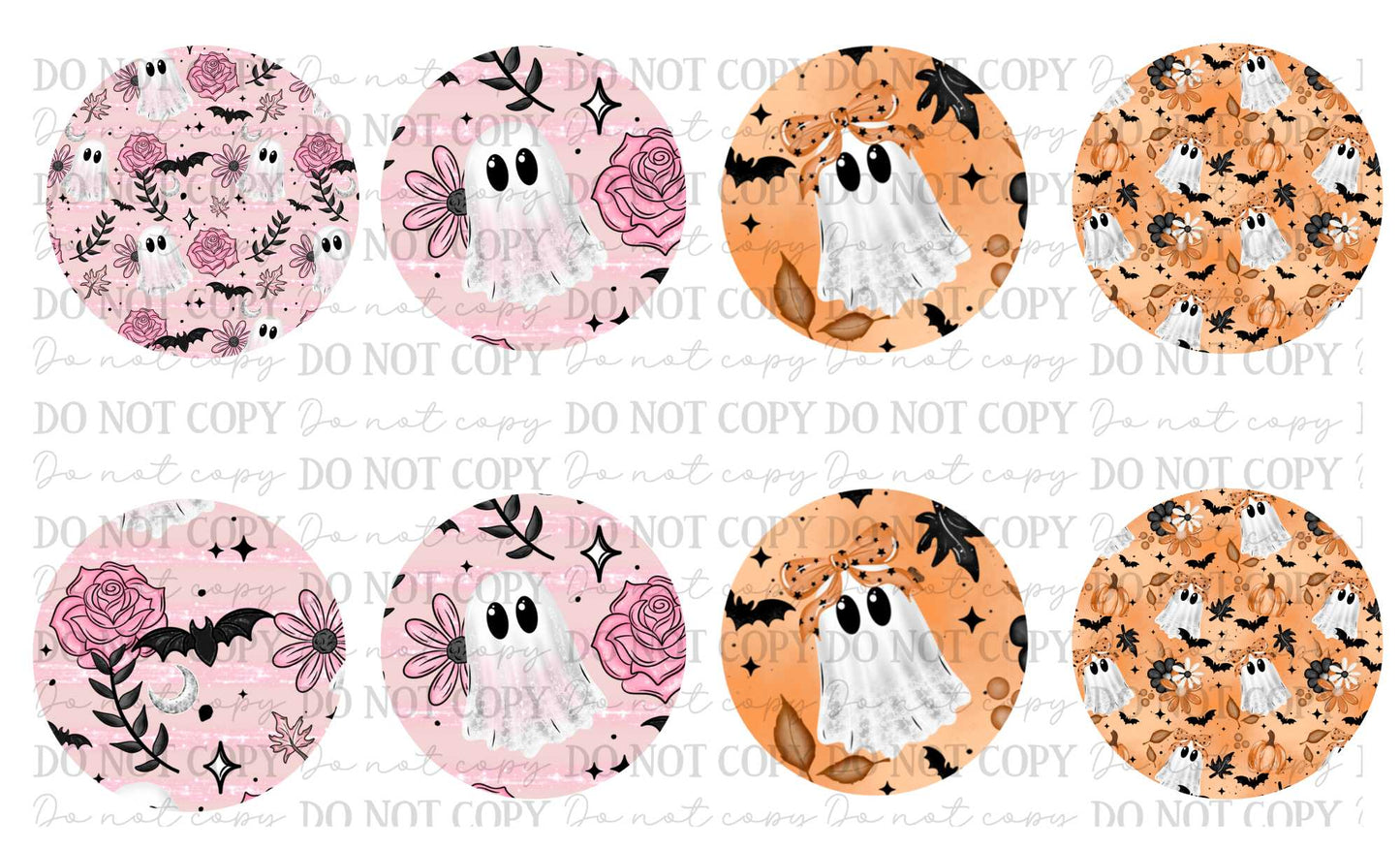 Halloween Fall ghosties Pink & Orange Sets Car Coasters Sublimation Print