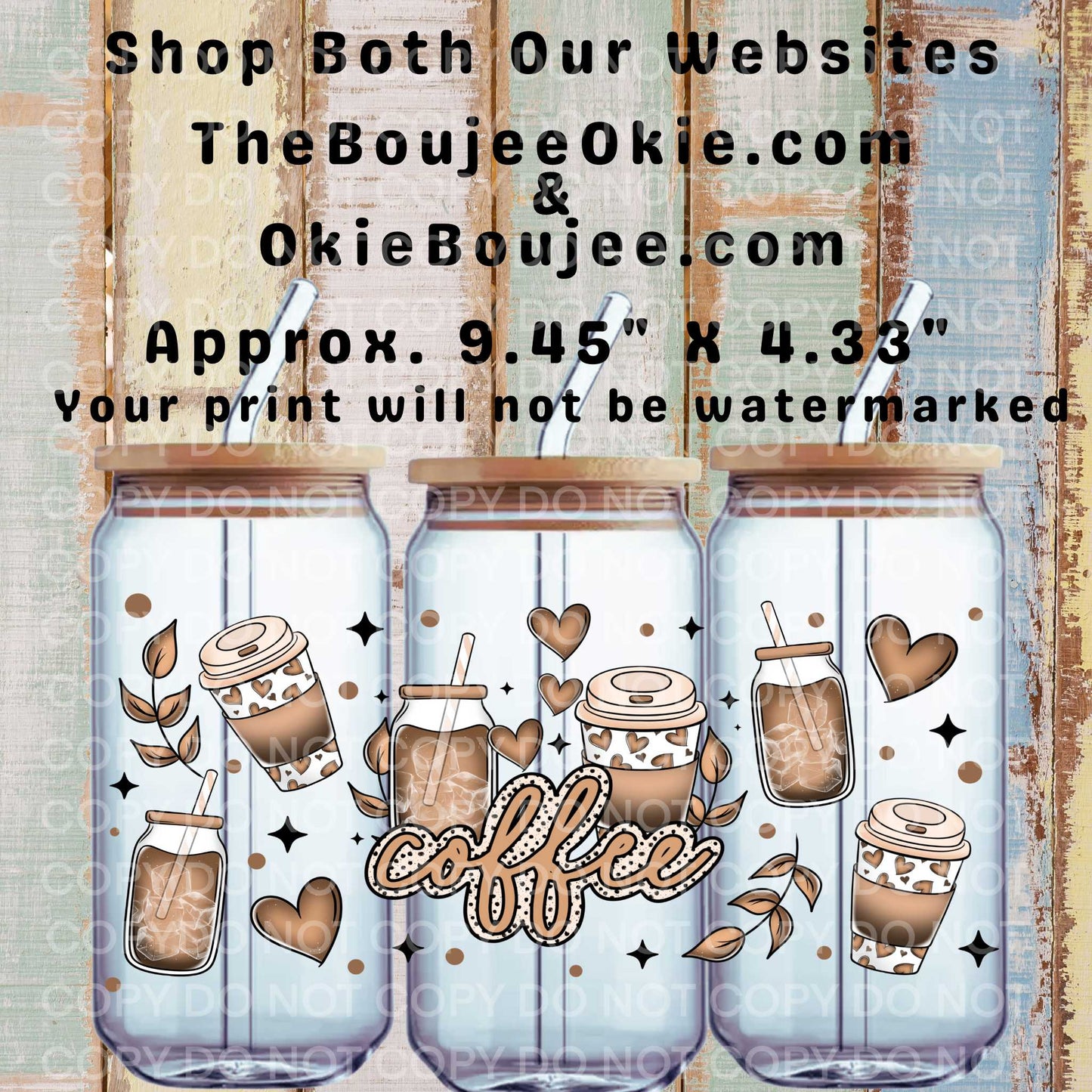 Coffee Double-Sided UV DTF Cup Tumbler Wrap