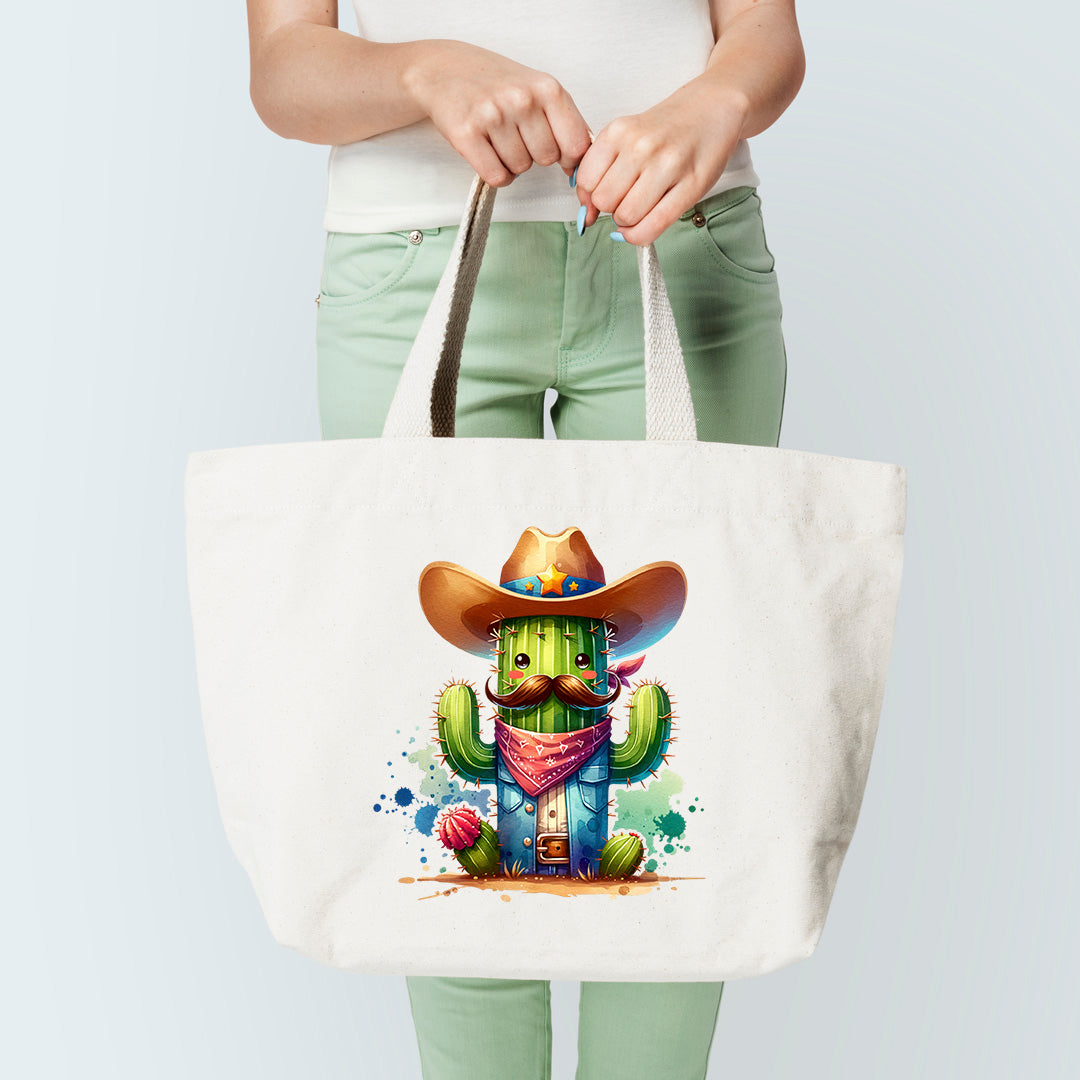 Cowboy Cactus Tote Bag Sublimation Print