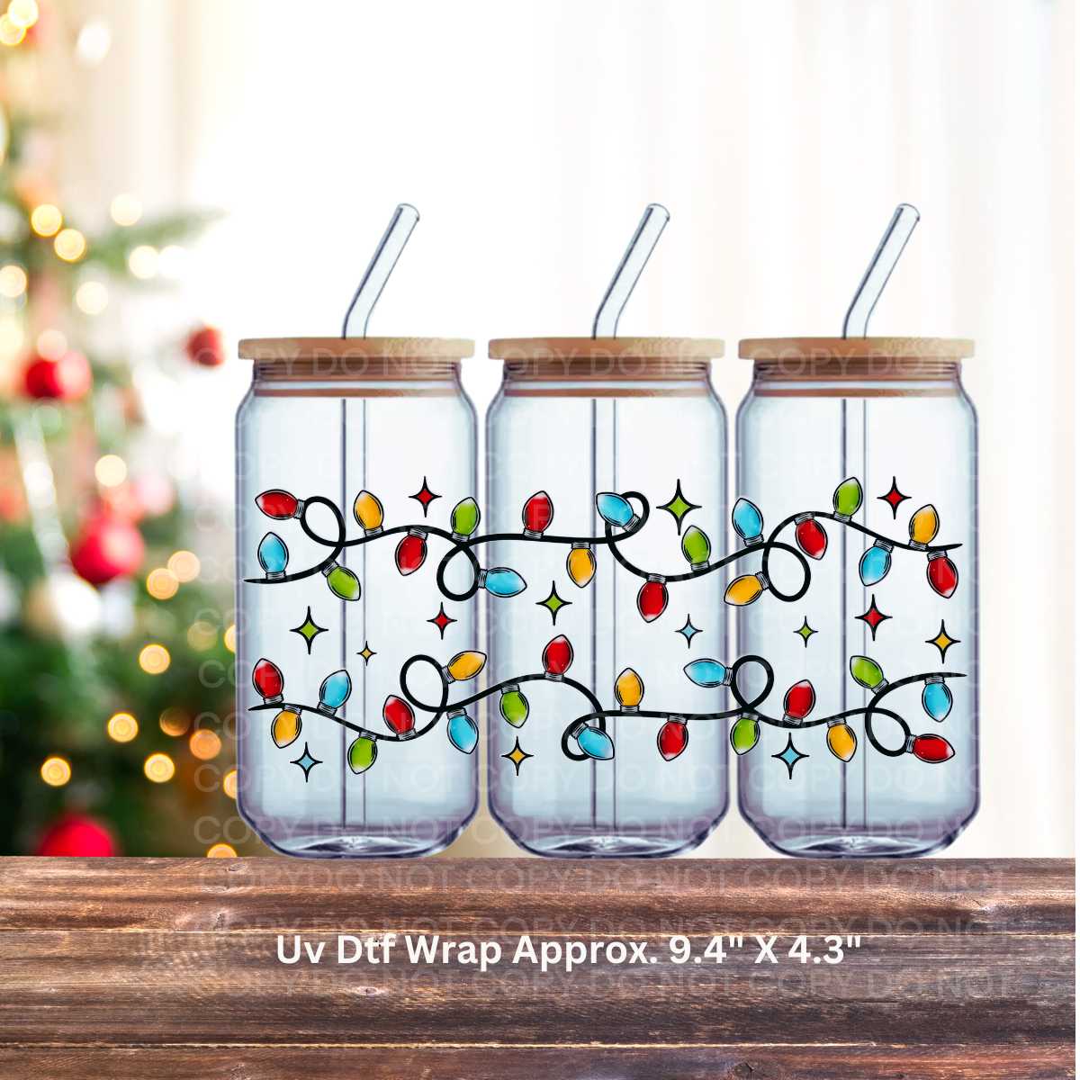 Classic Christmas Lights UV DTF Wrap Double Sided