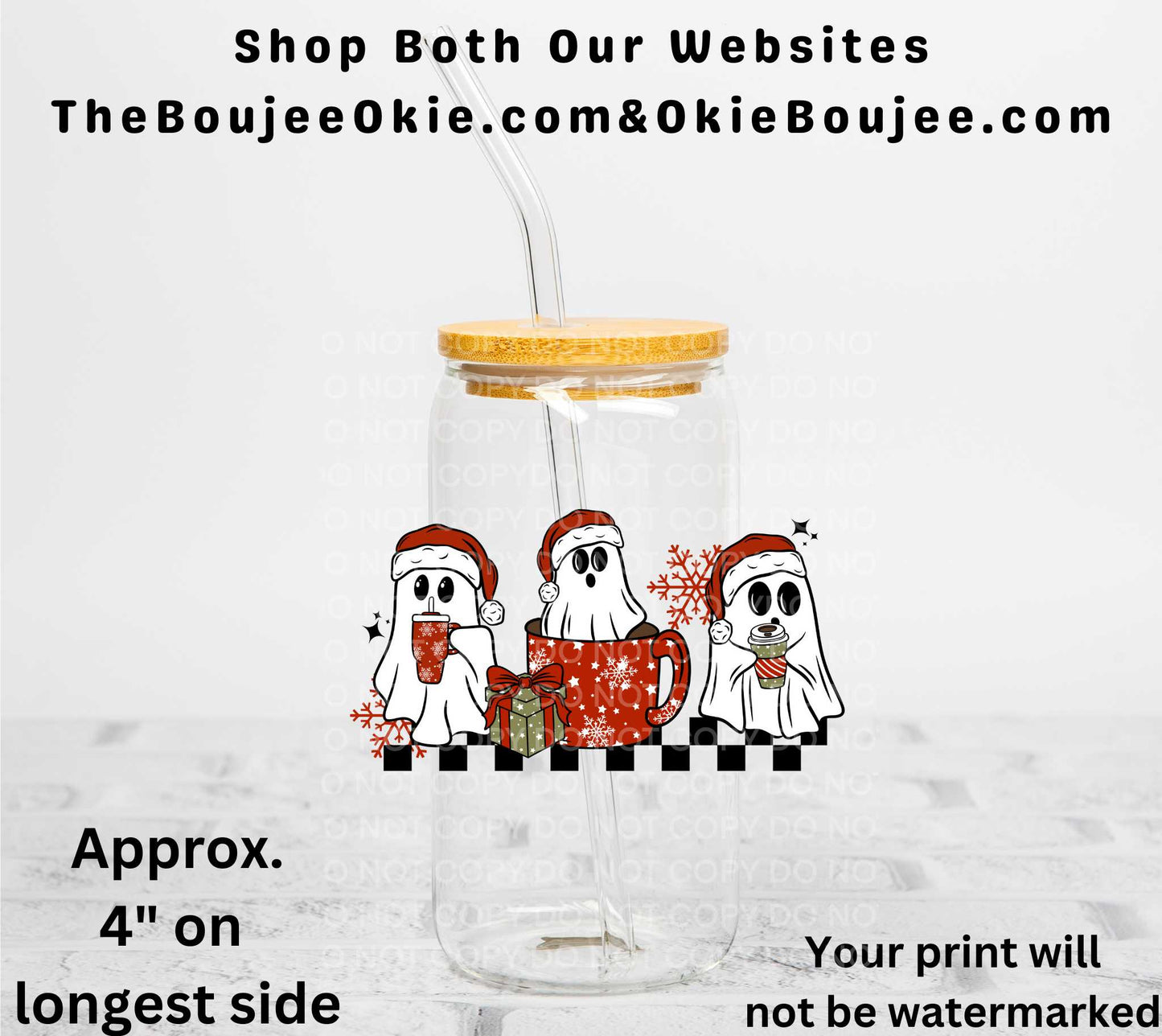 Christmas Ghost Coffees UV DTF Decal Double Sided