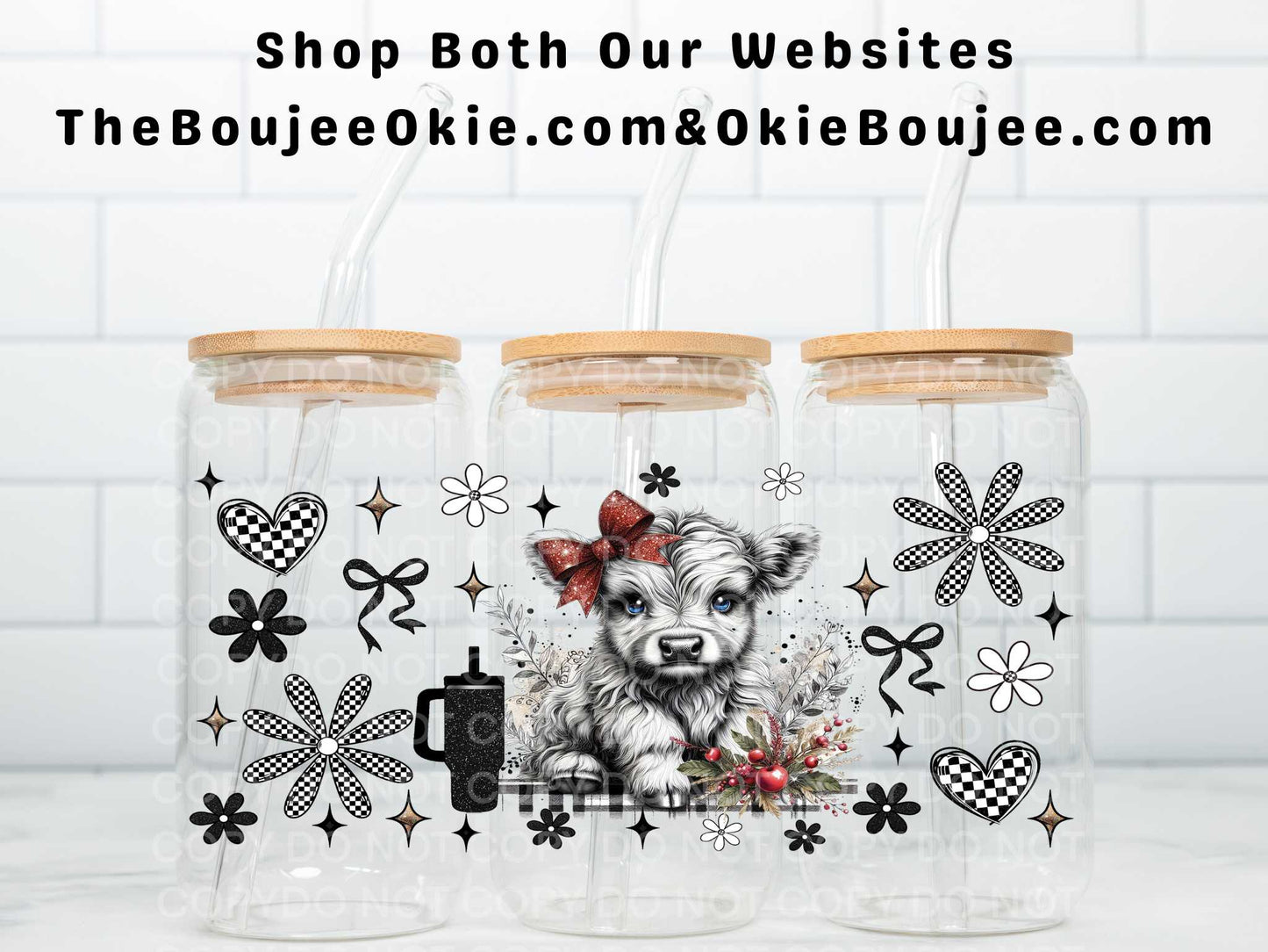 Cute Christmas Baby Highland Cow Uv Dtf Wrap