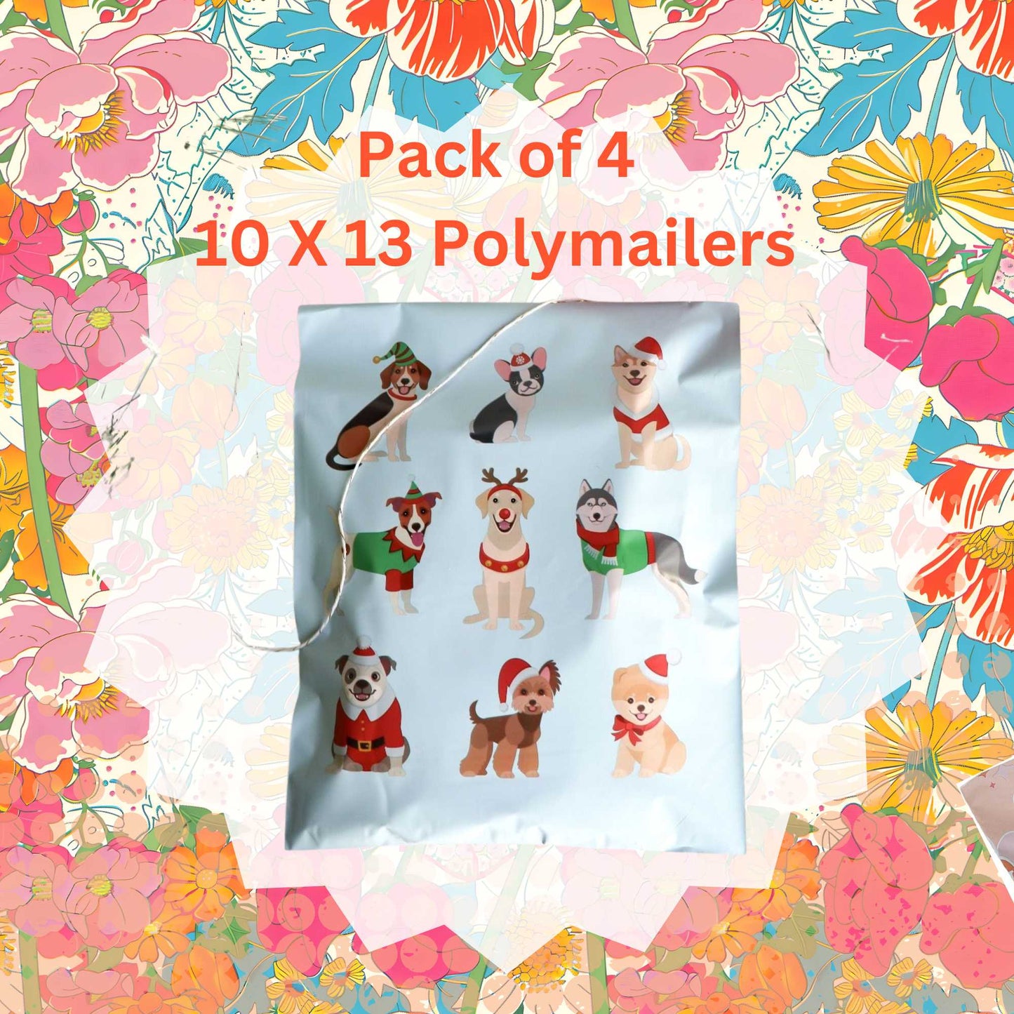 Pack of 4 Polymailers~ Christmas Dogs ~10 X 13