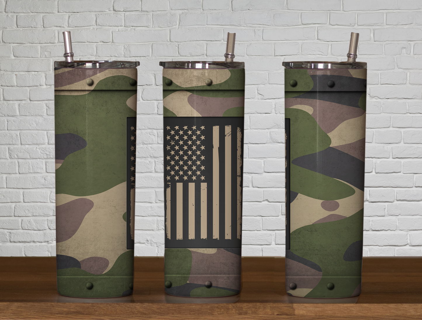 Flag Camo 20oz Skinny Tumbler Sublimation Print