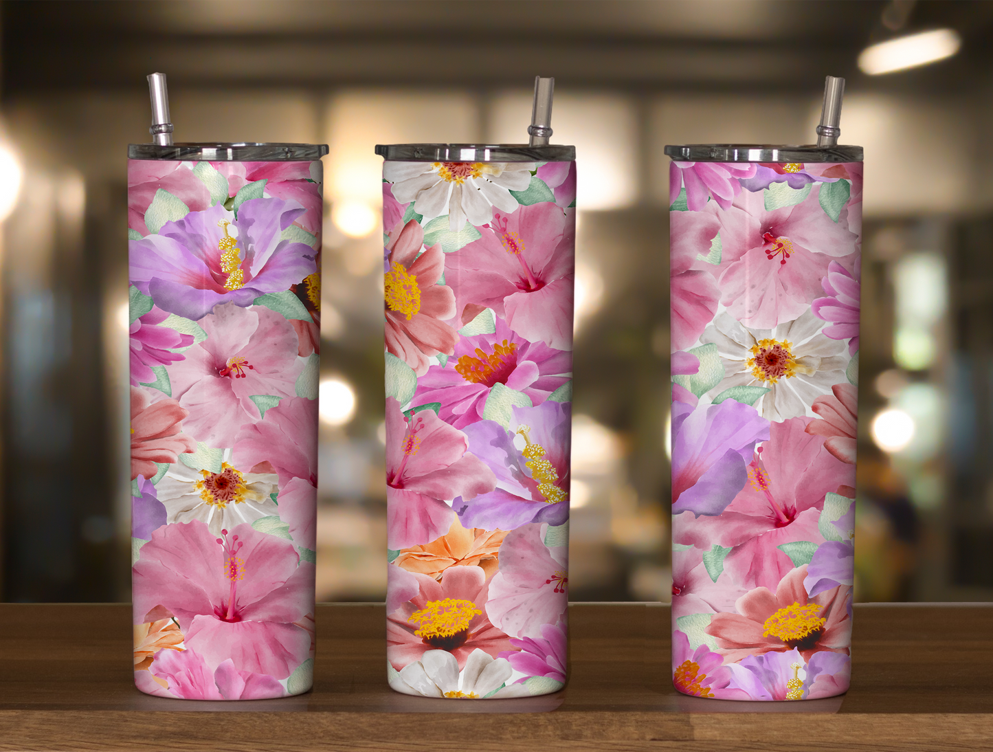 Hibiscus Flowers 20oz Skinny Tumbler Sublimation Print