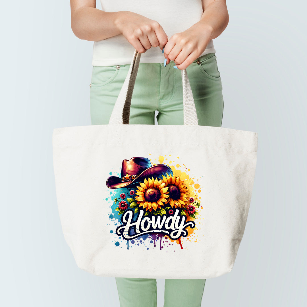 Howdy Western Sunflowers Cowgirl Hat Mama Western Sunflower Tote Bag Sublimation Print