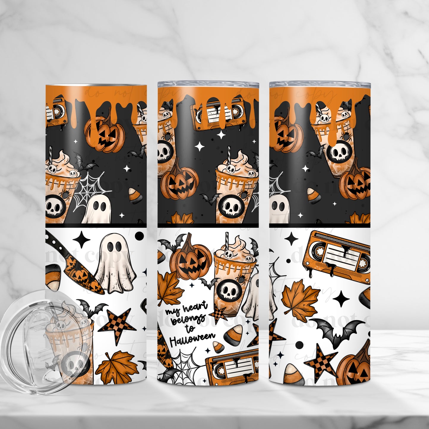 My Heart Belongs To Halloween 20oz Skinny Tumbler Sublimation Print