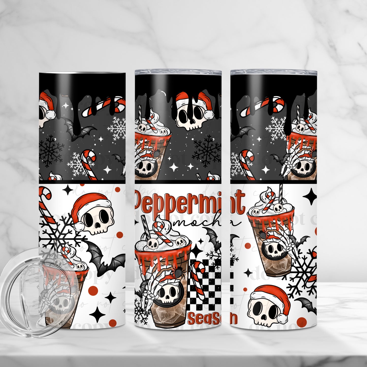 Peppermint Mocha Season 20oz Skinny Tumbler Sublimation Print