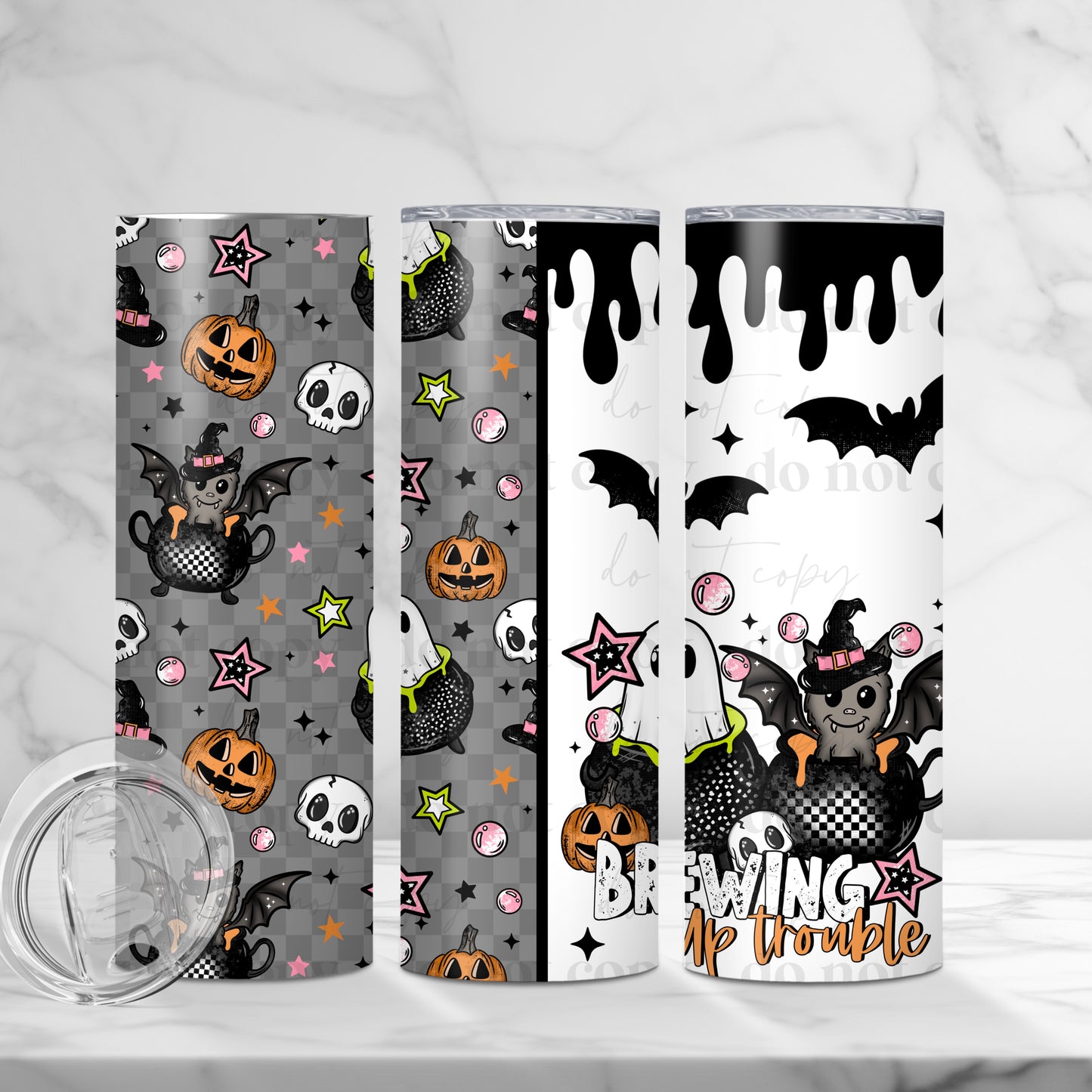 Brewing Up Trouble 20oz Skinny Tumbler Sublimation Print