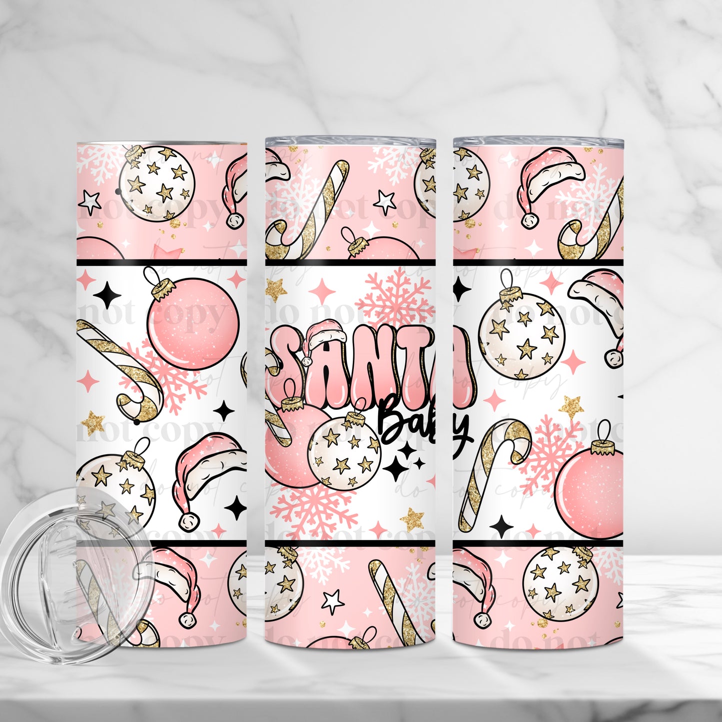 Santa Baby 20oz Skinny Tumbler Sublimation Print