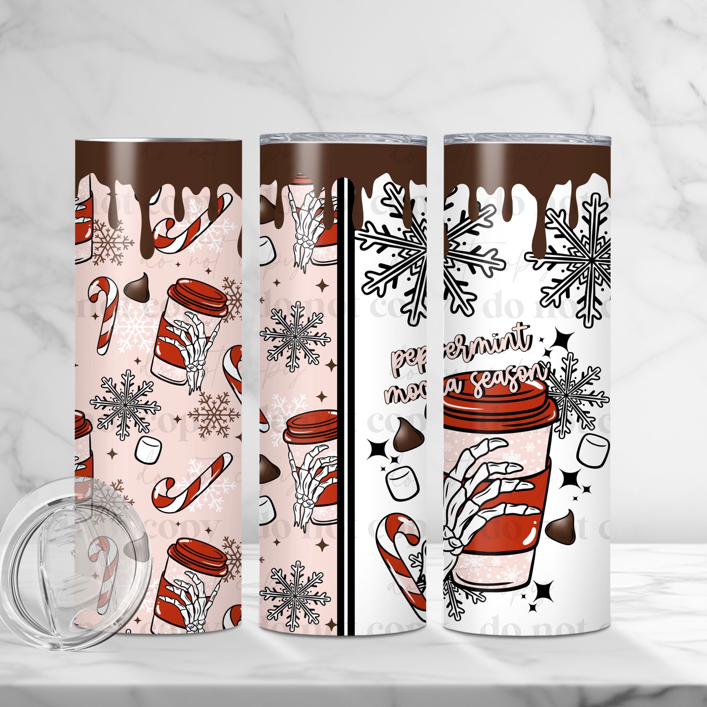 Peppermint Mocha Season 20oz Skinny Tumbler Sublimation Print
