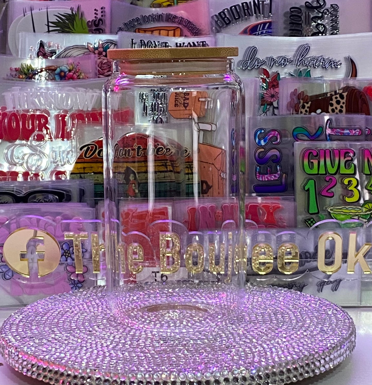 Glass Tumbler 16oz Clear With Bamboo Lid